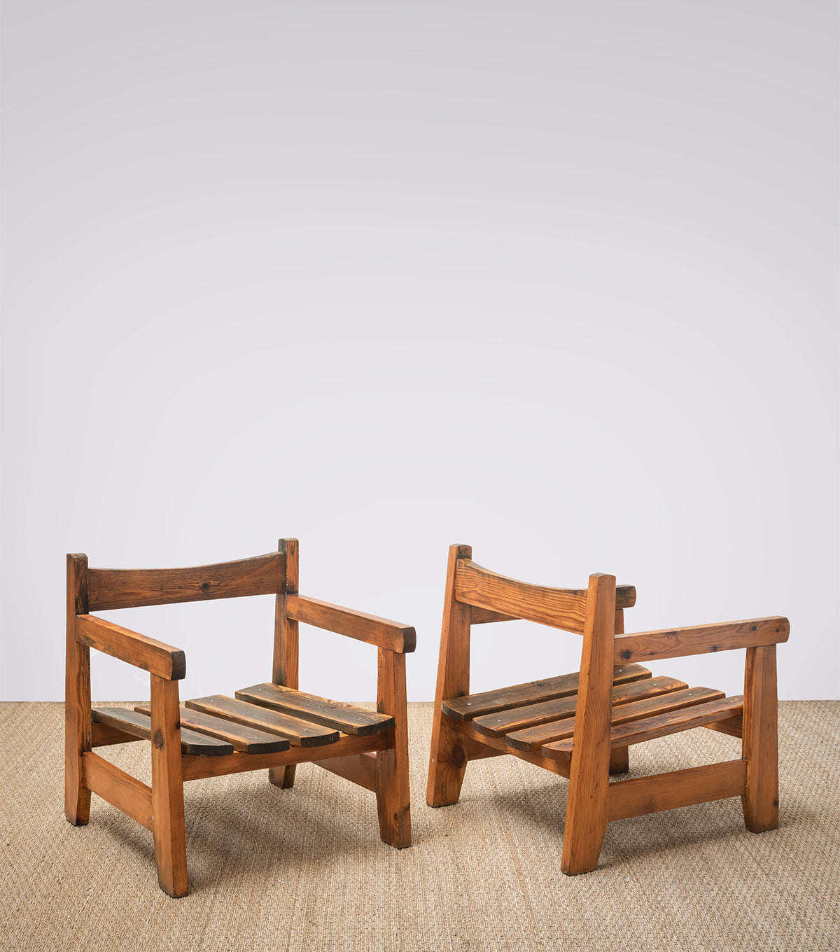 Pitch Pine Rustic Chic Low Armchairs