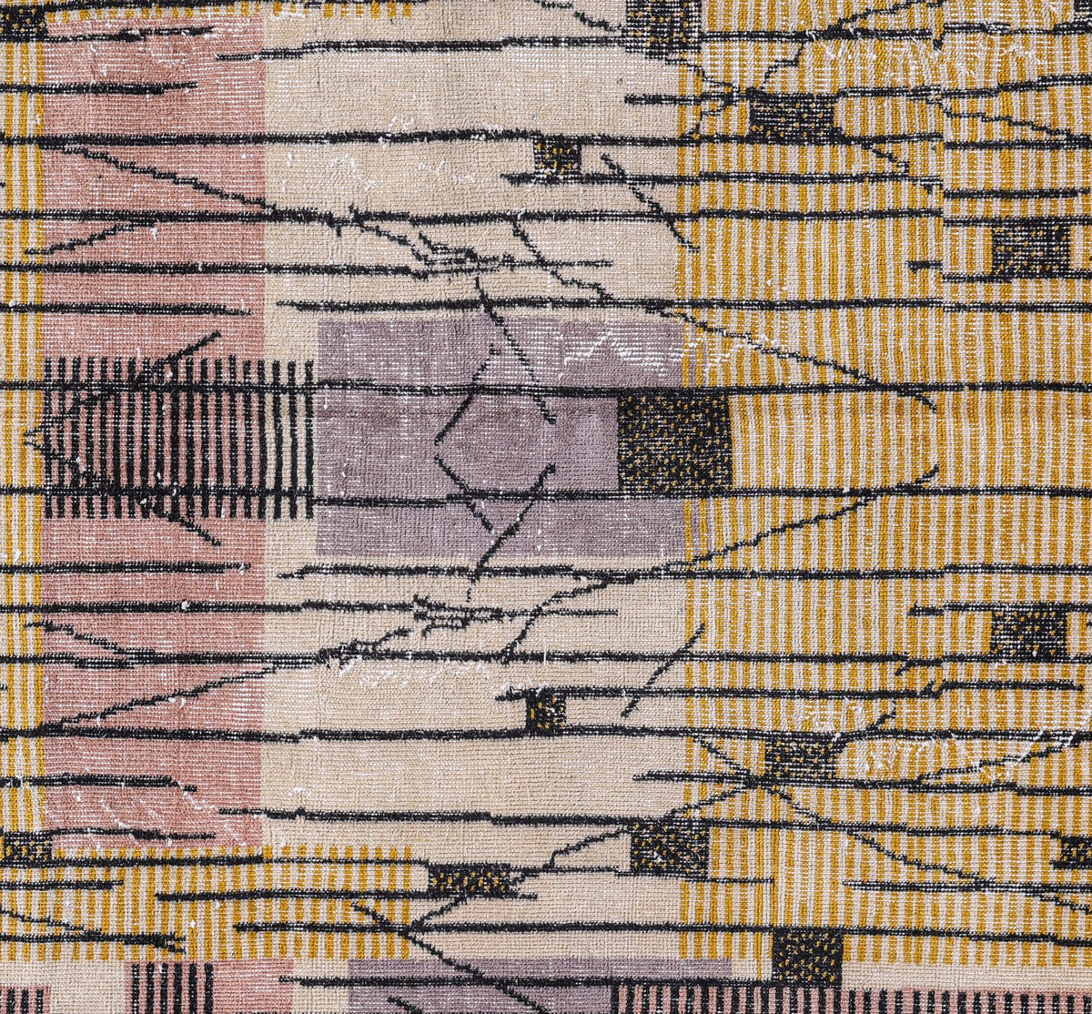Antique Turkish Geometric Grid Rug