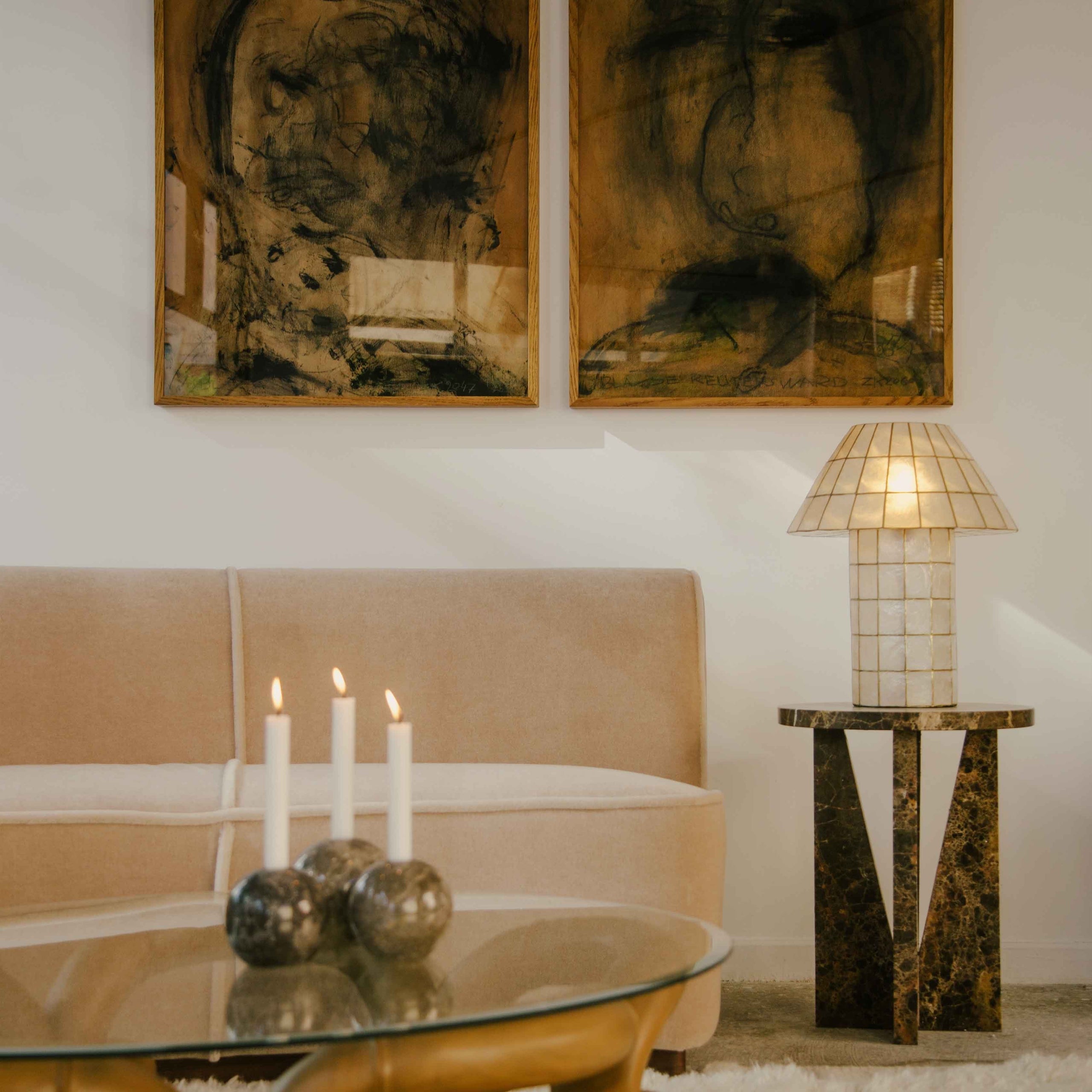 V Side Table Dark Emperador