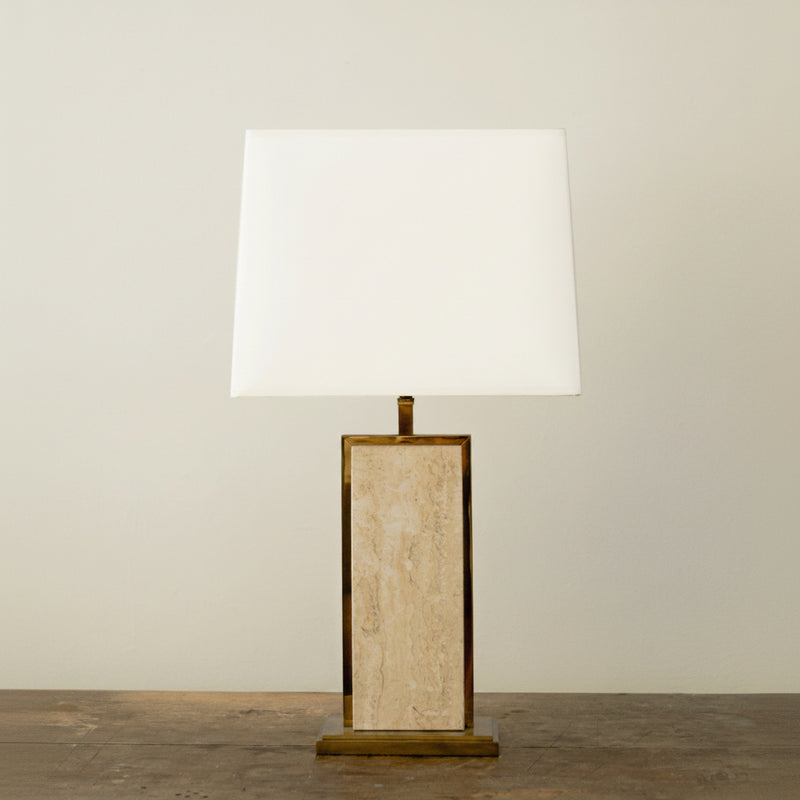Travertine + Brass Table Lamp