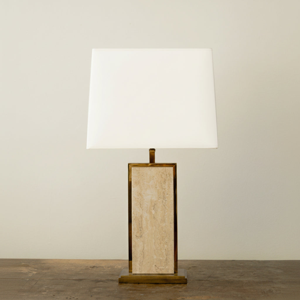 Travertine + Brass Table Lamp