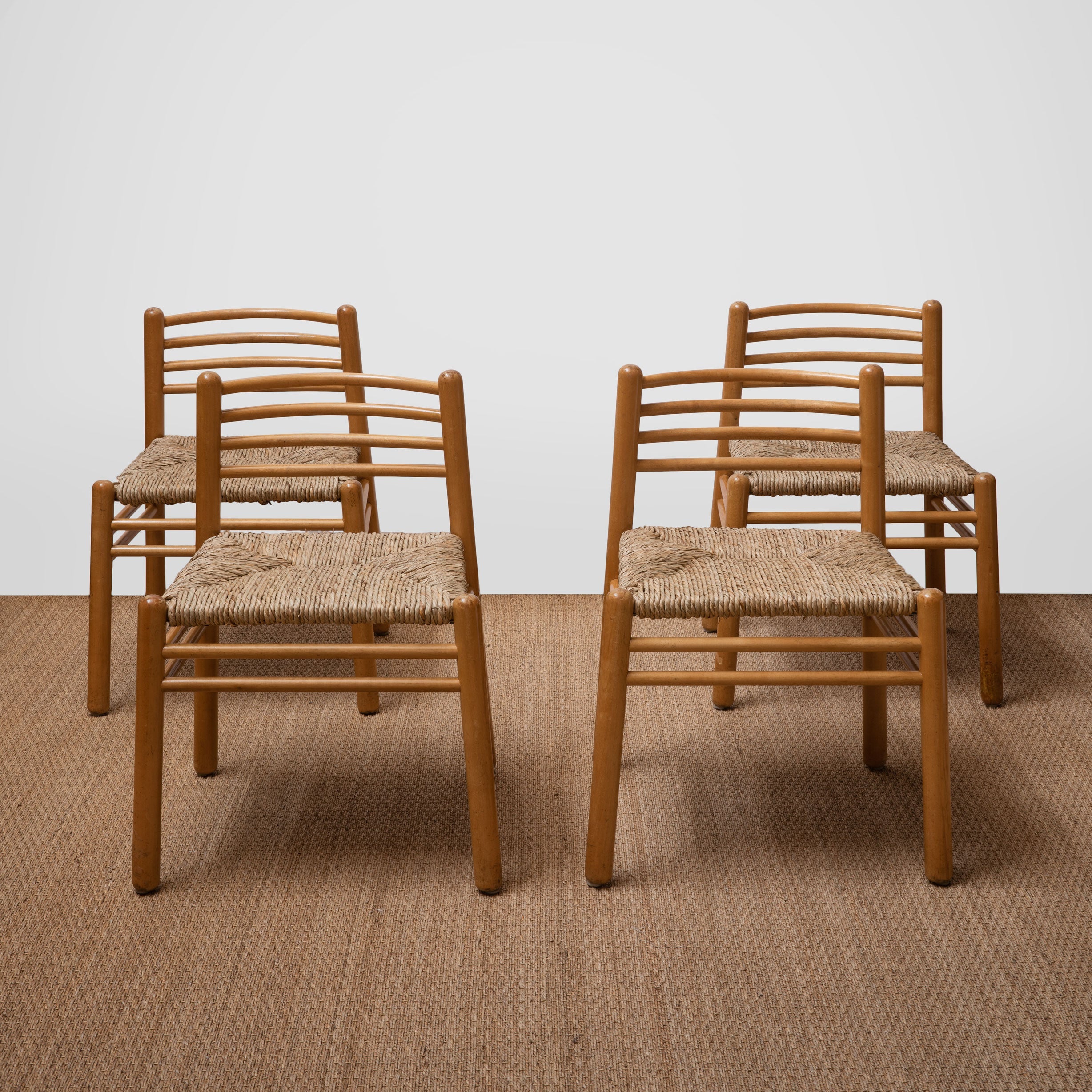 Scandinavian Rush Seat Side Chairs