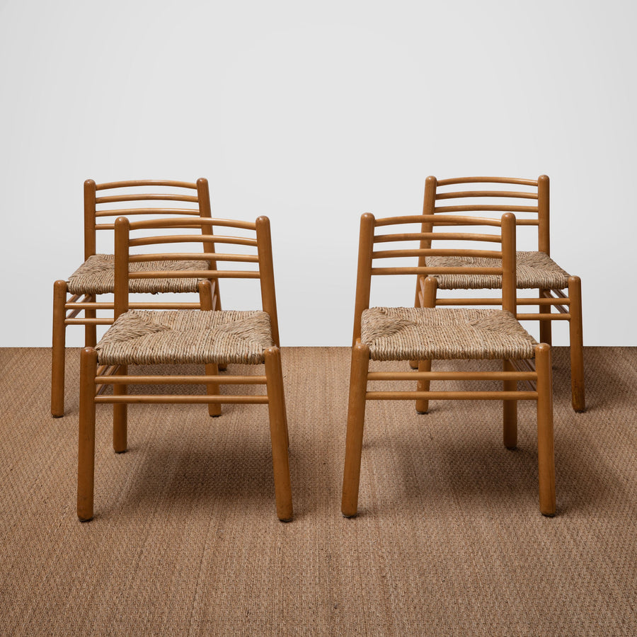 Scandinavian Rush Seat Side Chairs