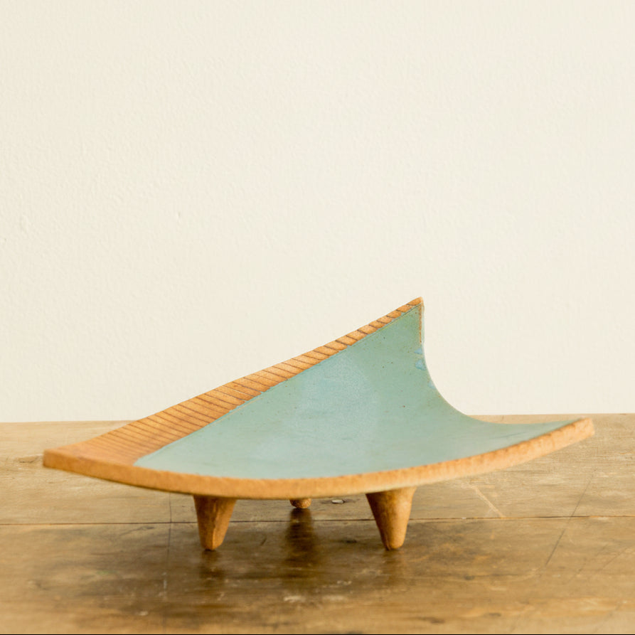 Terra Cotta + Turquoise Glazed Footed Platter