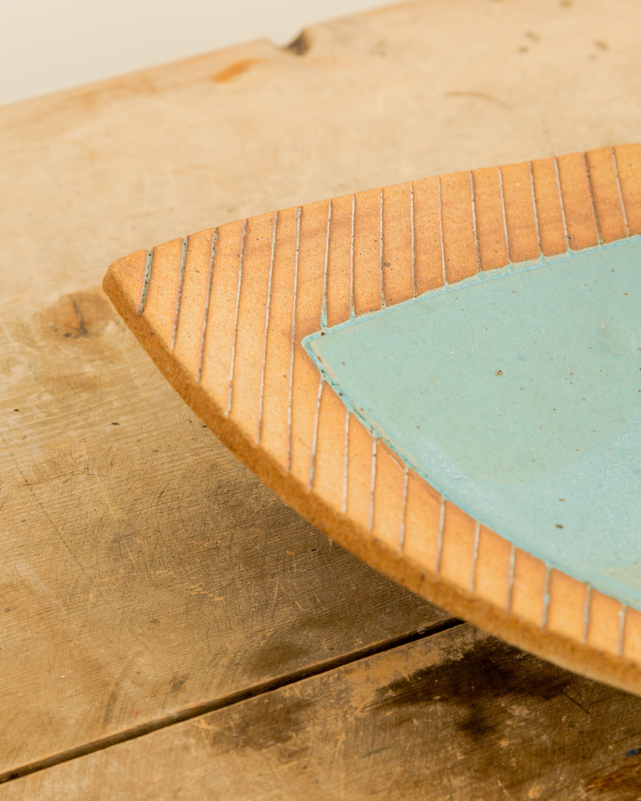 Terra Cotta + Turquoise Glazed Footed Platter