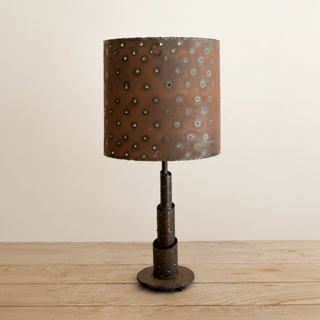 Brutalist Steel Table Lamp + Pierced Steel Shade