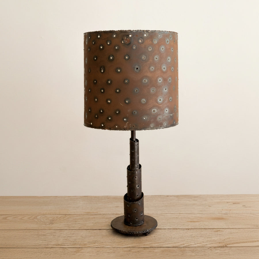 Brutalist Steel Table Lamp + Pierced Steel Shade