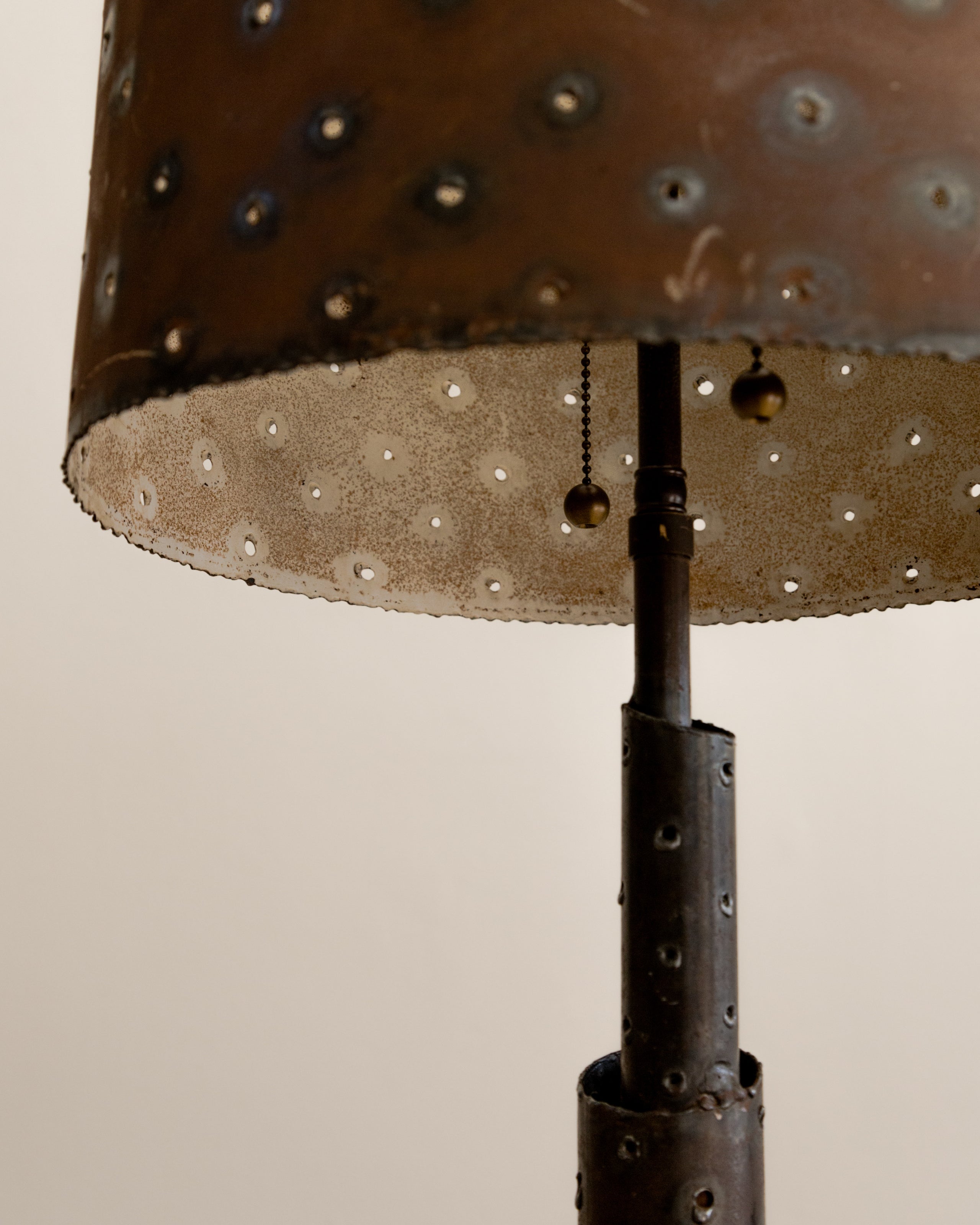 Brutalist Steel Table Lamp + Pierced Steel Shade