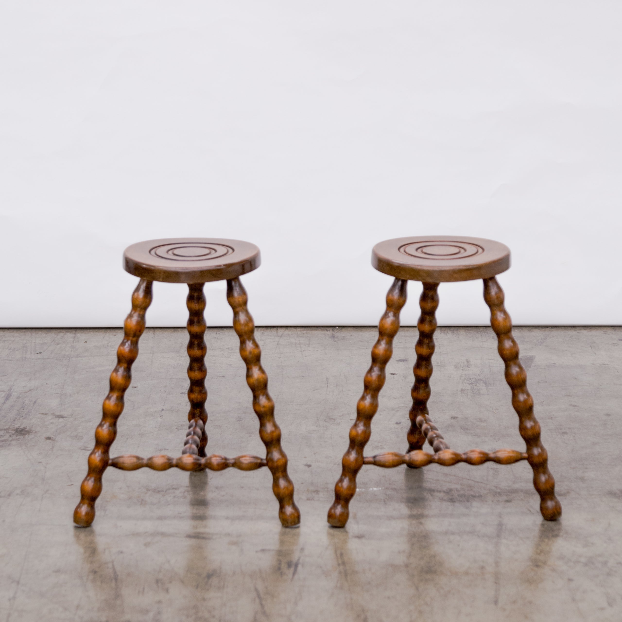 Brutalist Walnut Stools