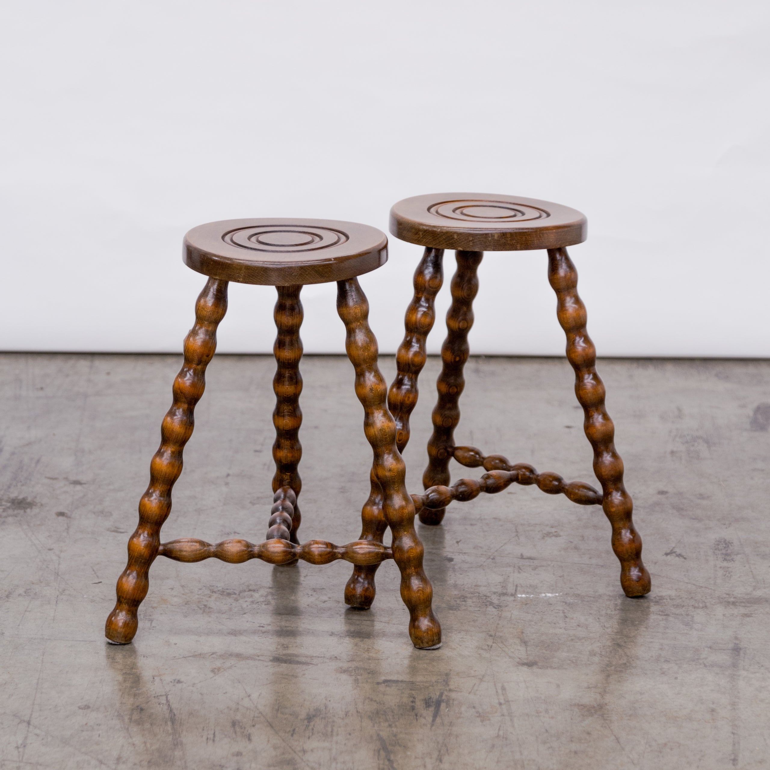 Brutalist Walnut Stools