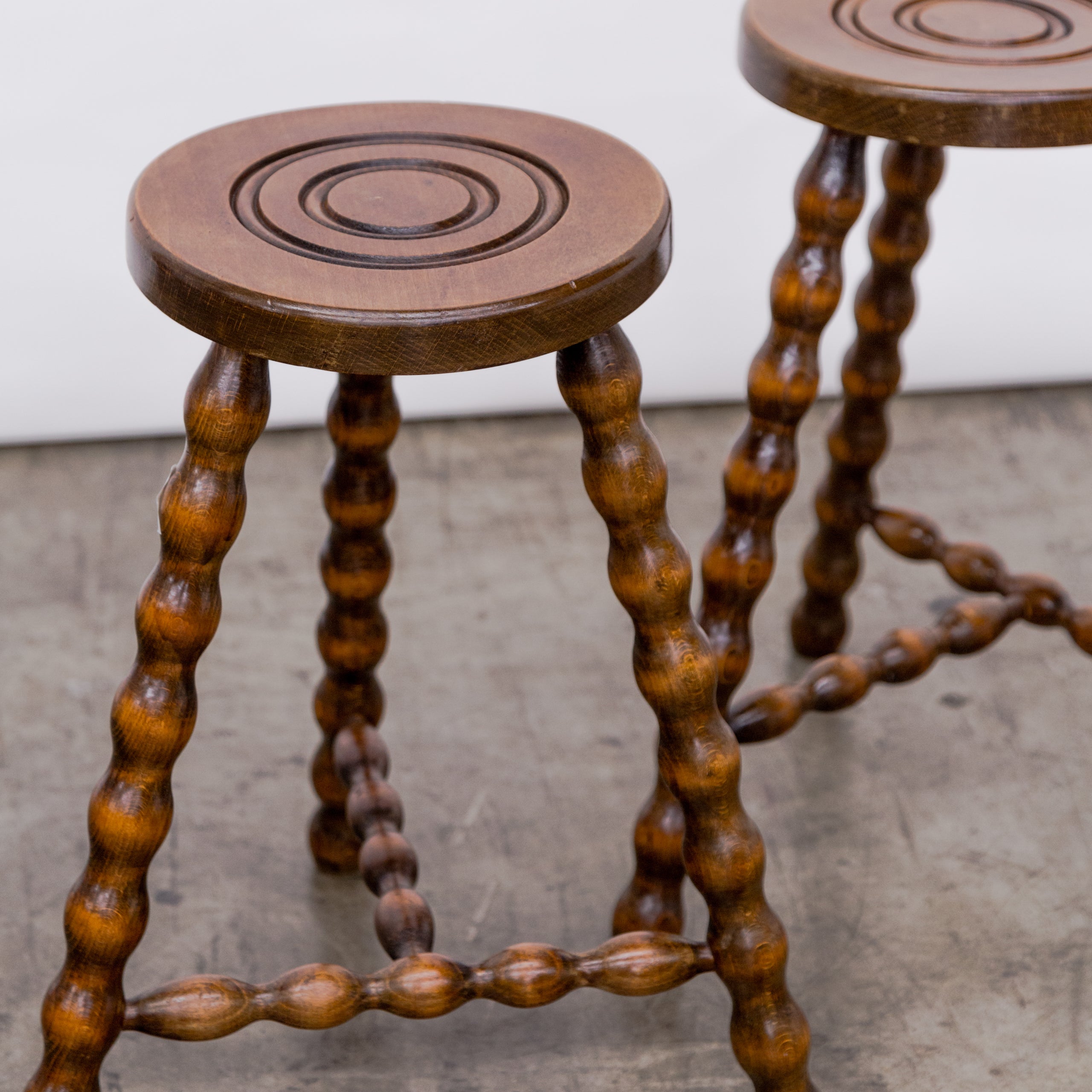 Brutalist Walnut Stools