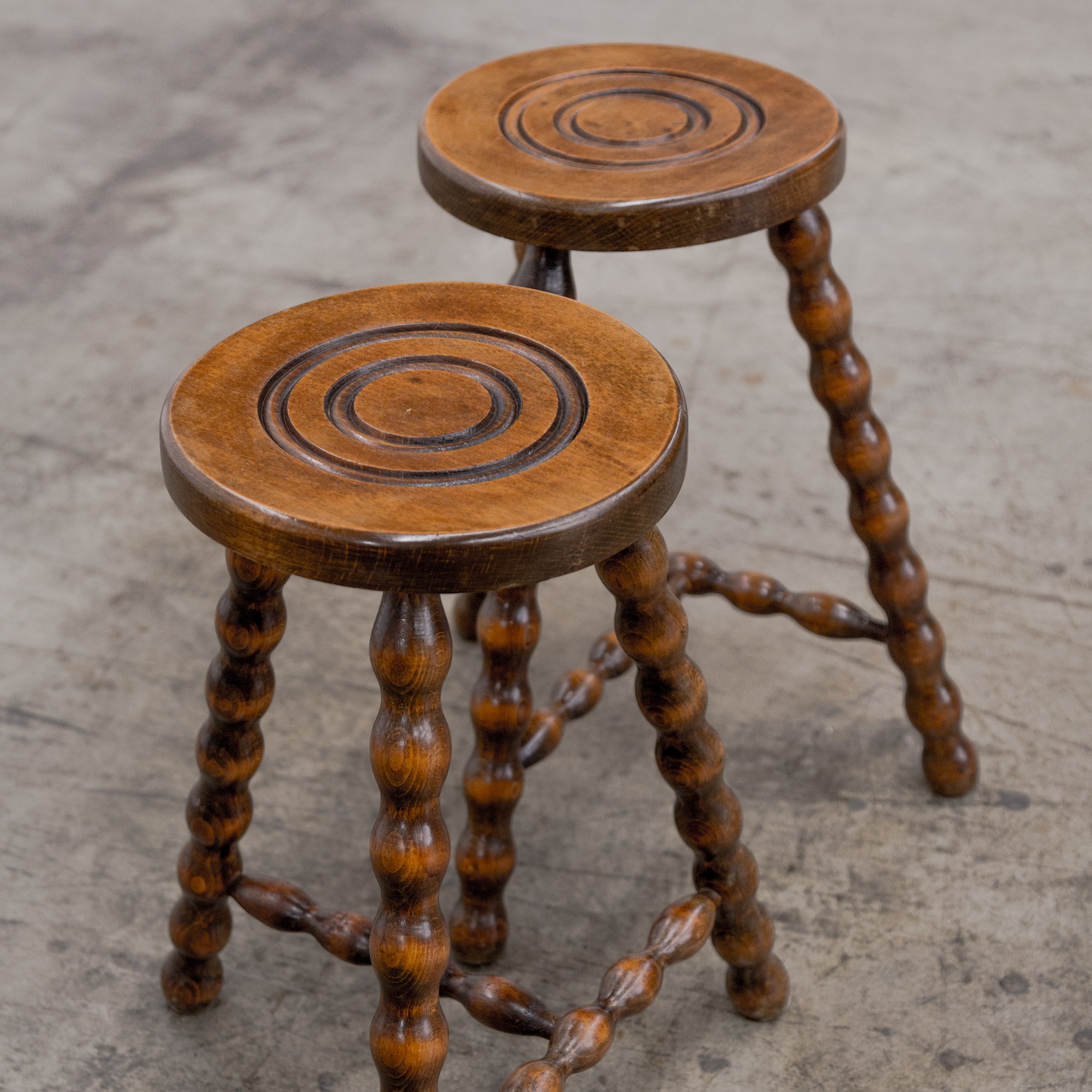 Brutalist Walnut Stools