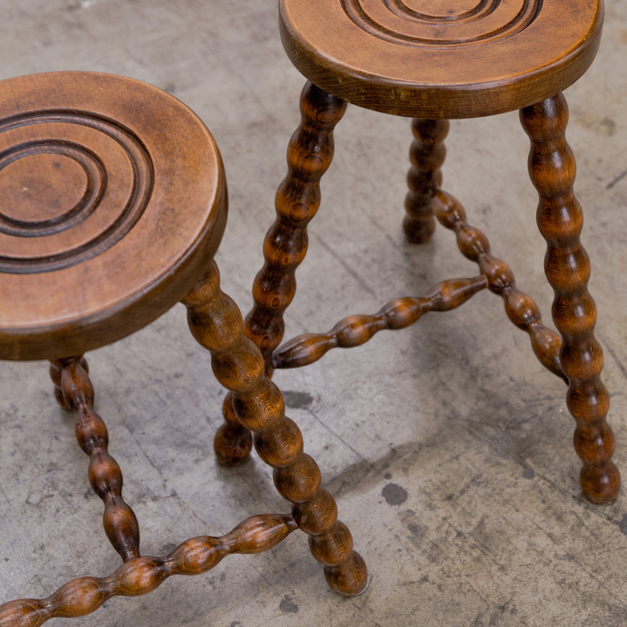 Brutalist Walnut Stools