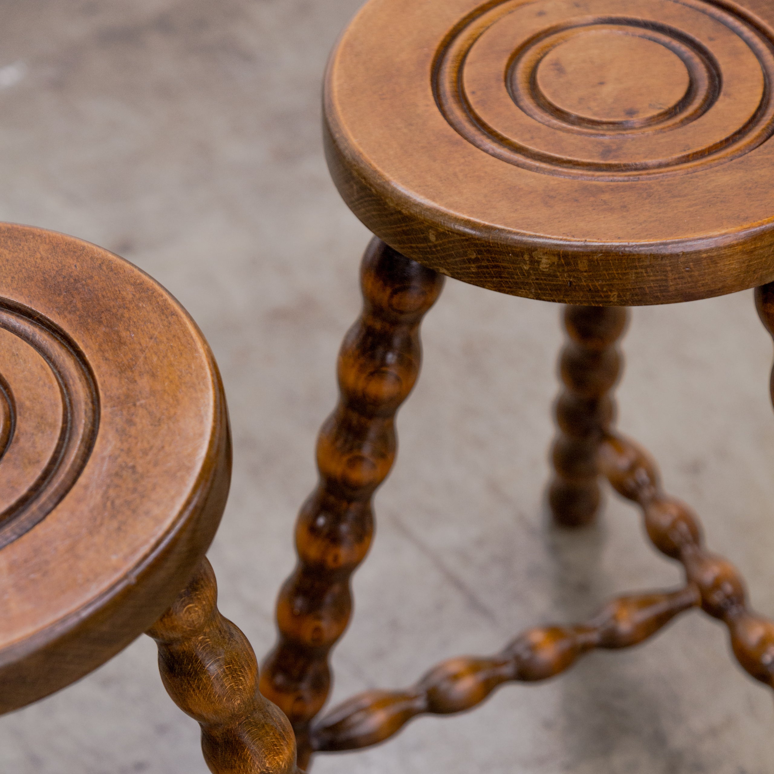 Brutalist Walnut Stools