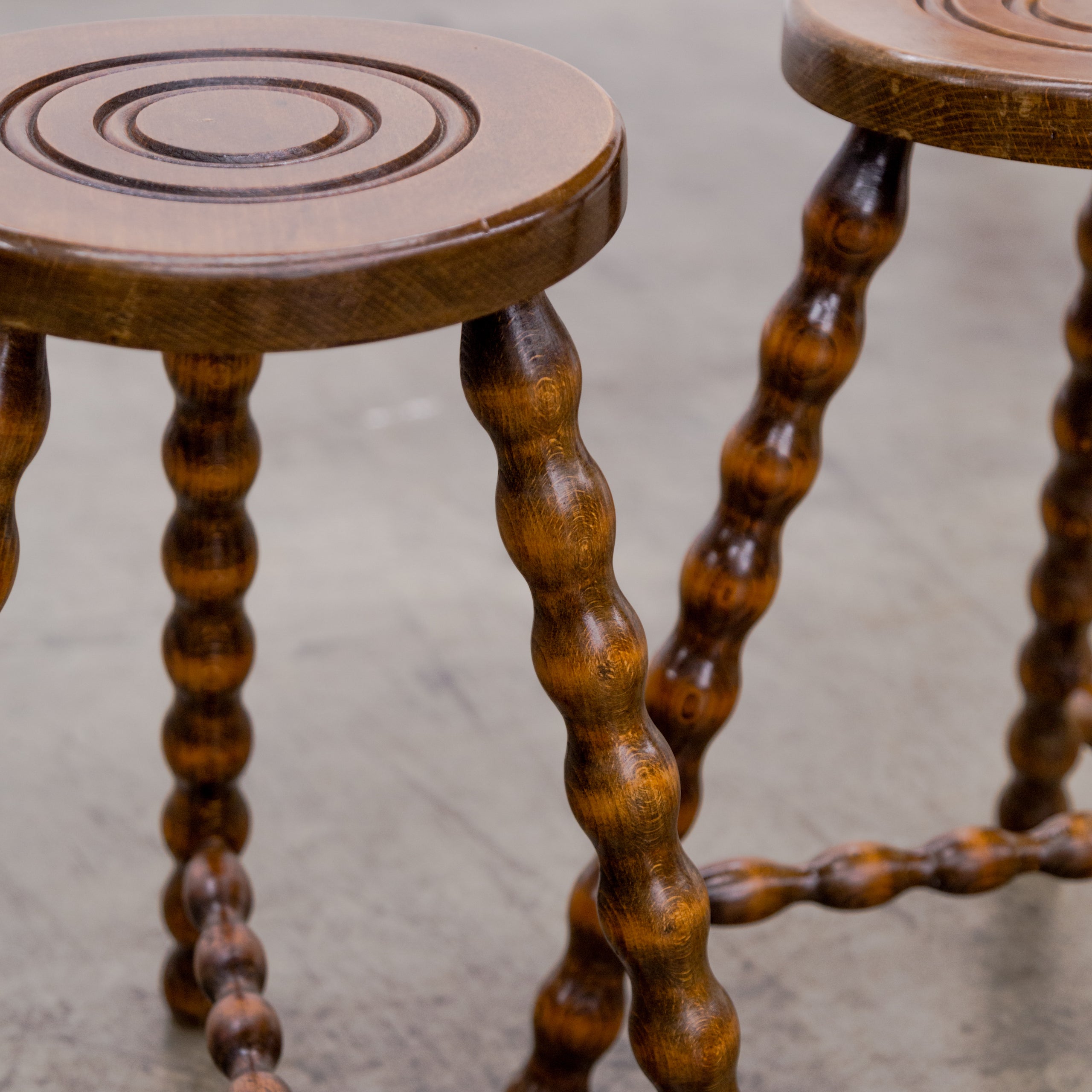 Brutalist Walnut Stools