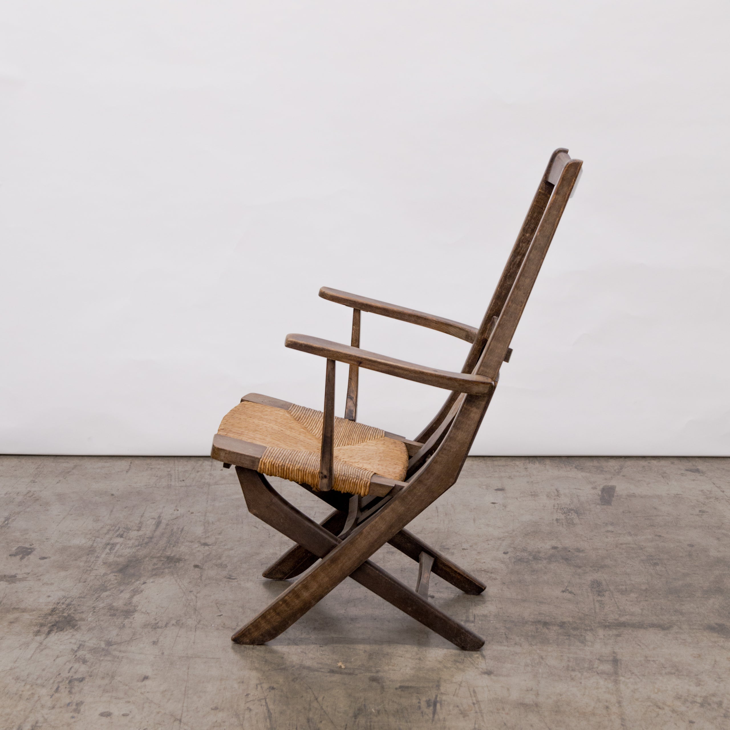 Brutalist Slat Back Adjustable Armchairs