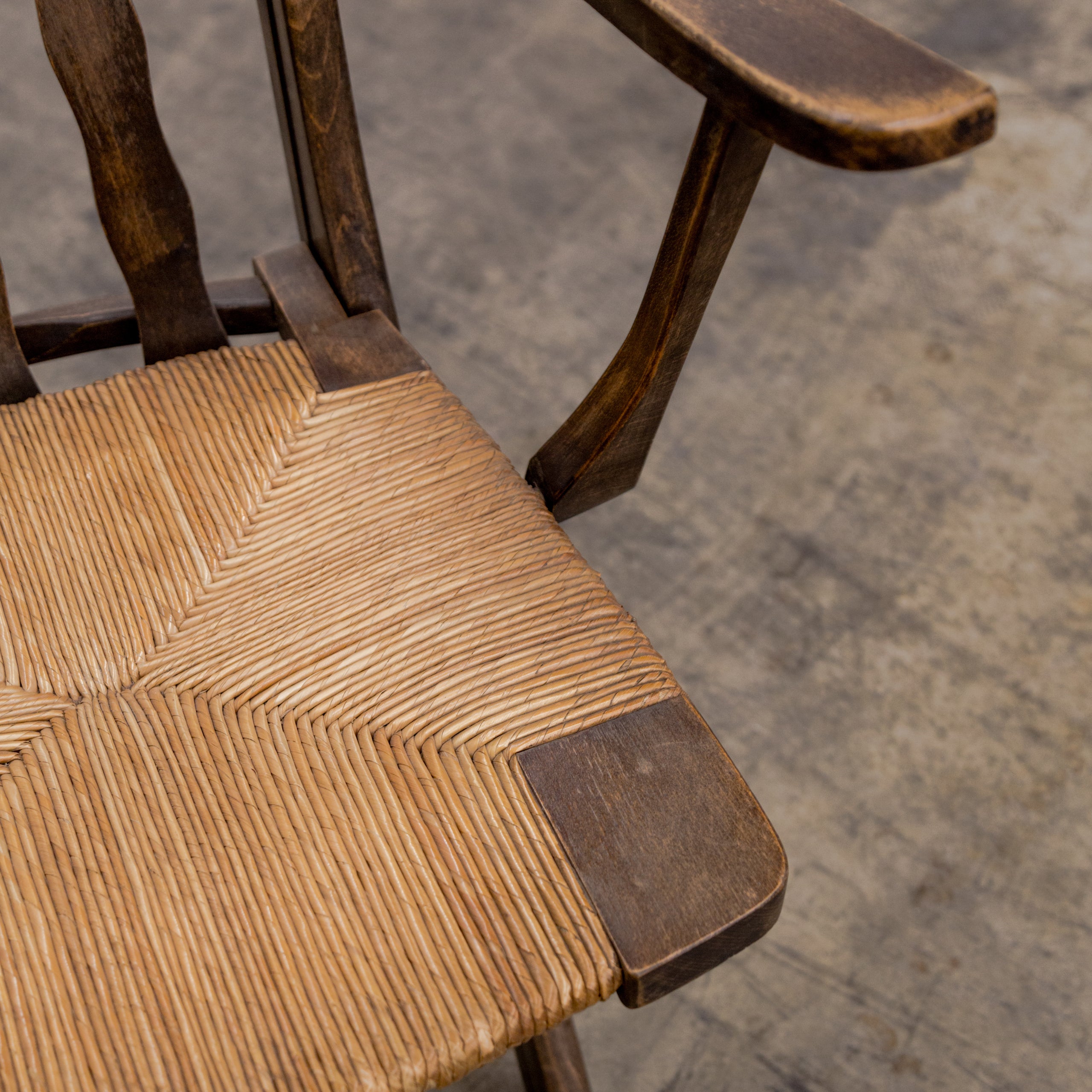 Brutalist Slat Back Adjustable Armchairs