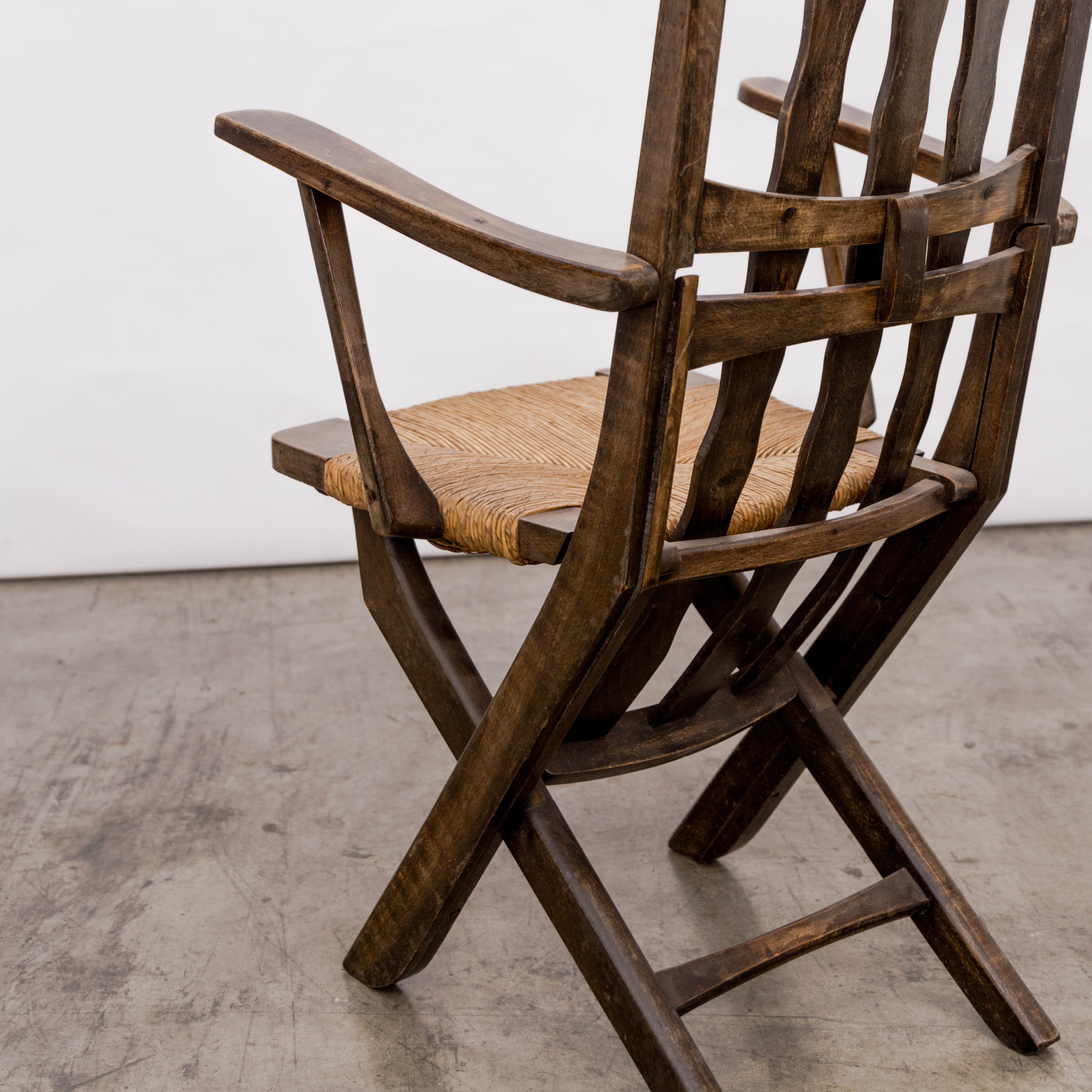 Brutalist Slat Back Adjustable Armchairs