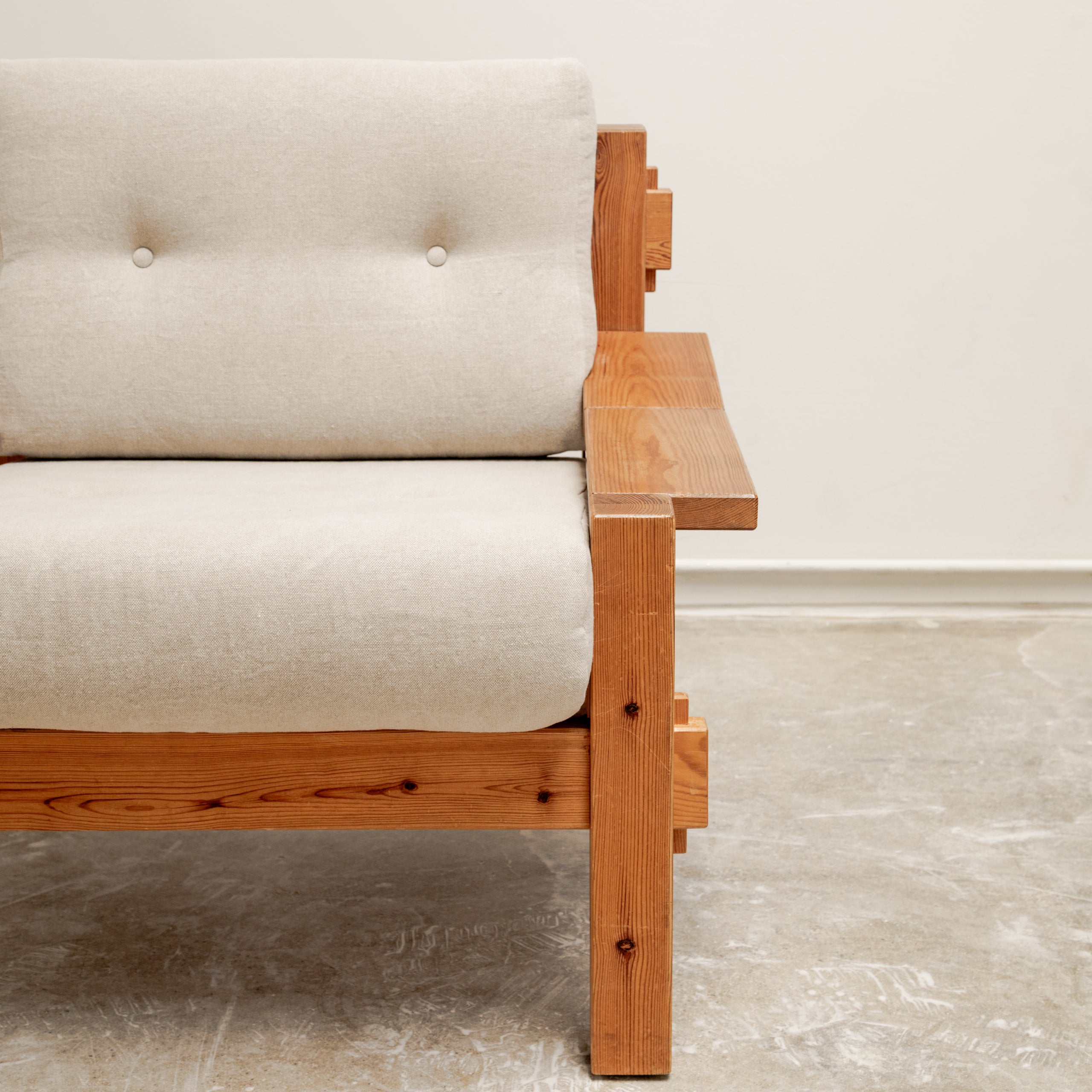 Baltic Pine Brutalist Scandinavian Armchairs