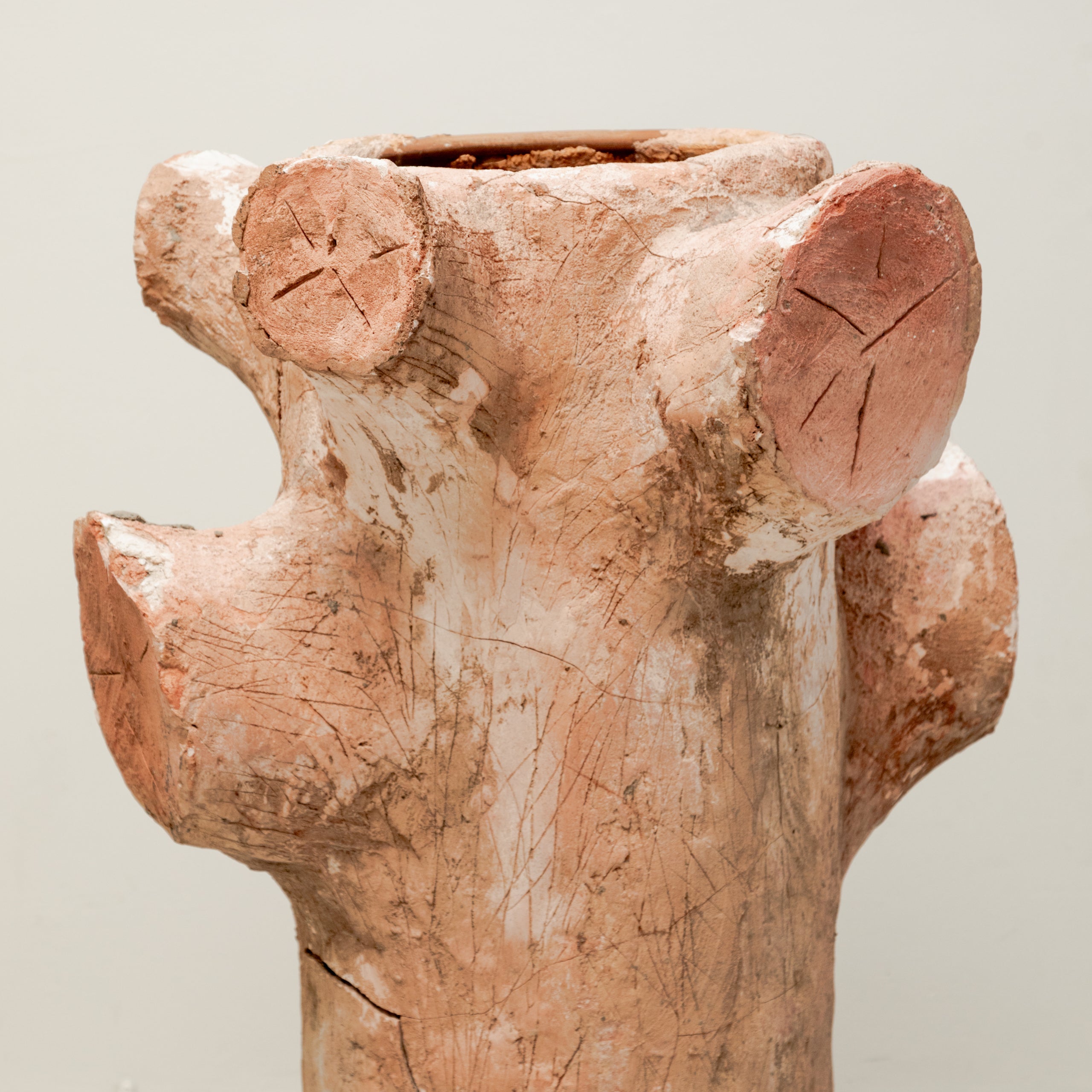 Monumental Faux Bois Terracotta Container