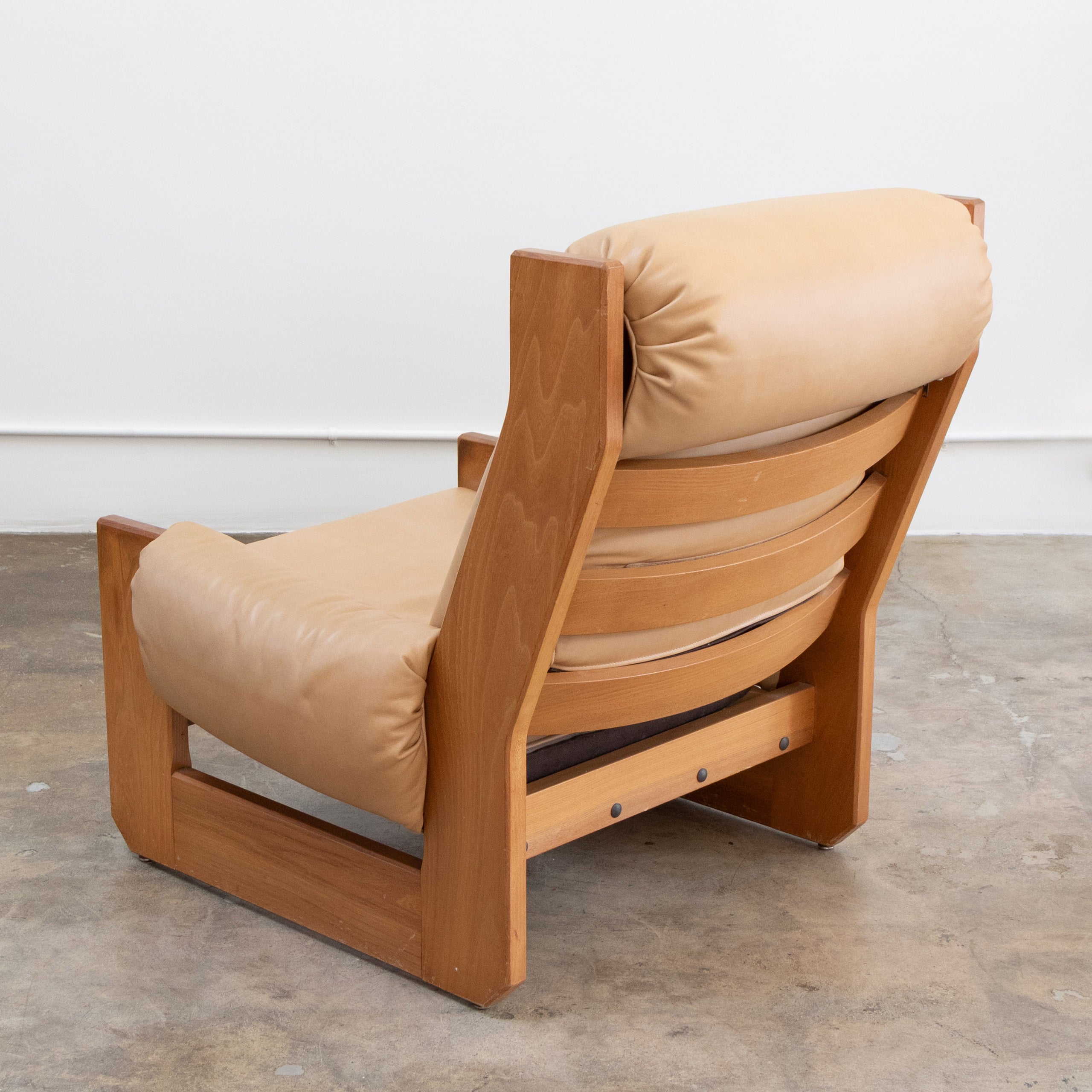 Maison Regain | Brutalist Elm + Leather Lounge Chair