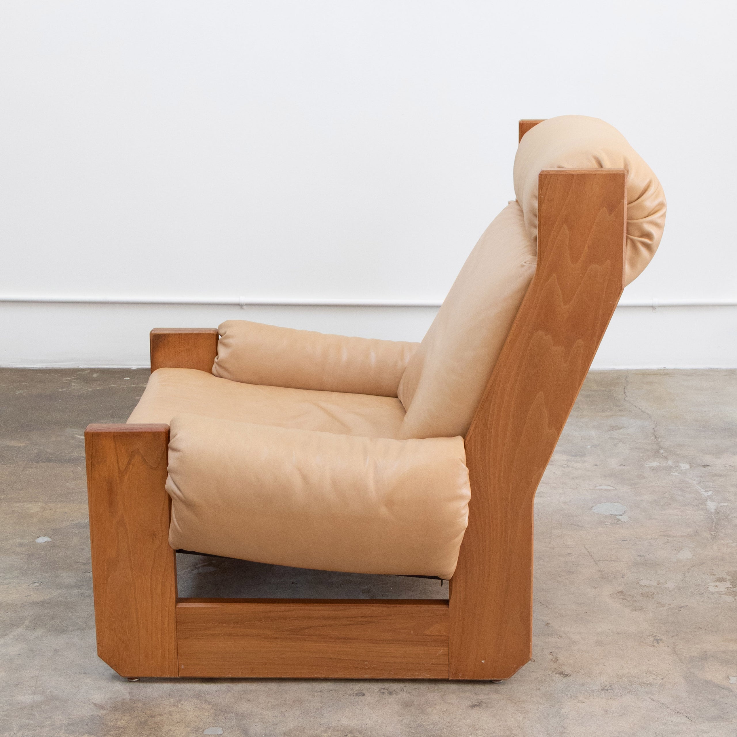 Maison Regain | Brutalist Elm + Leather Lounge Chair