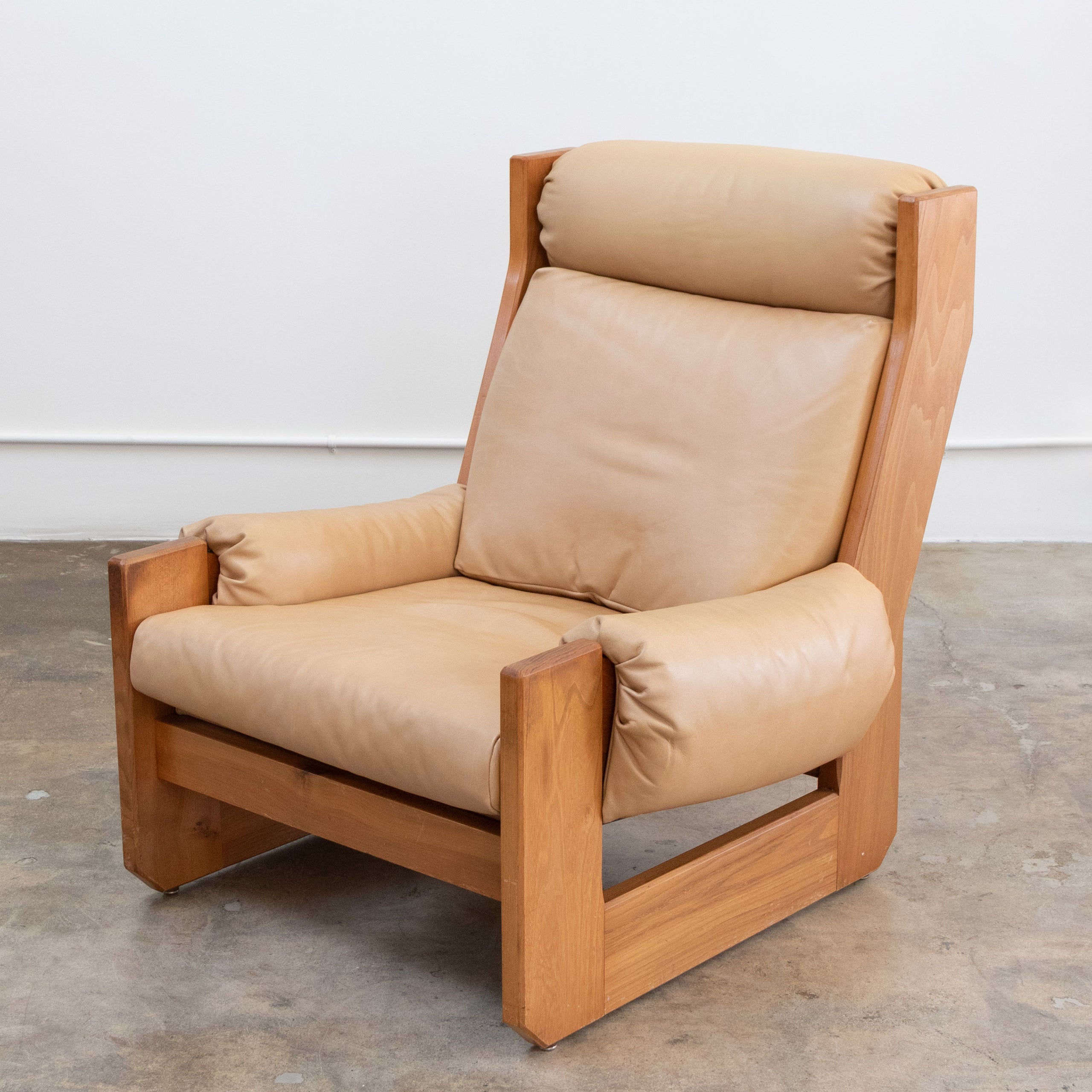 Maison Regain | Brutalist Elm + Leather Lounge Chair