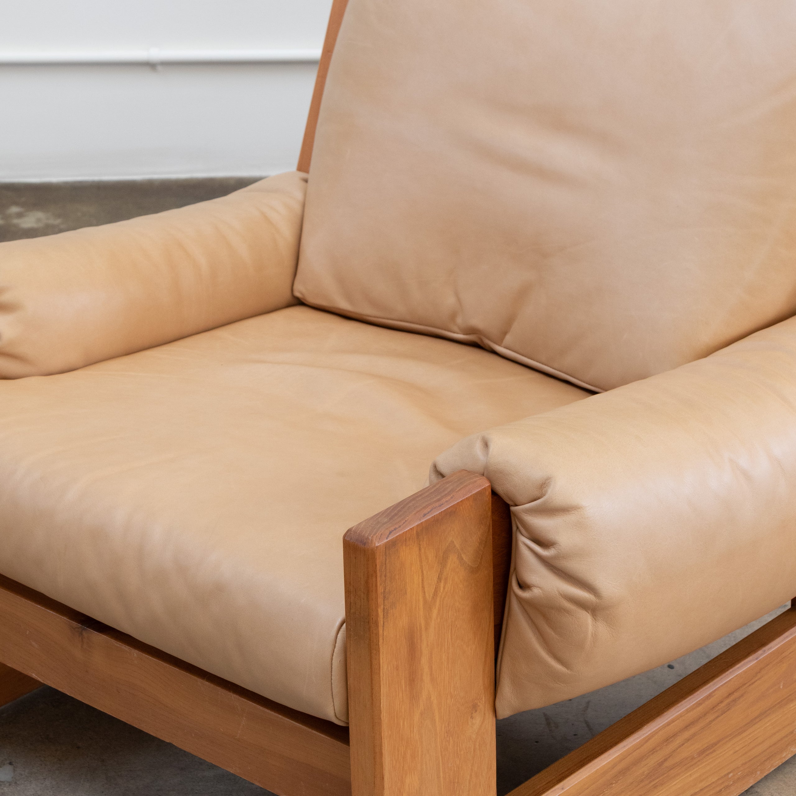 Maison Regain | Brutalist Elm + Leather Lounge Chair