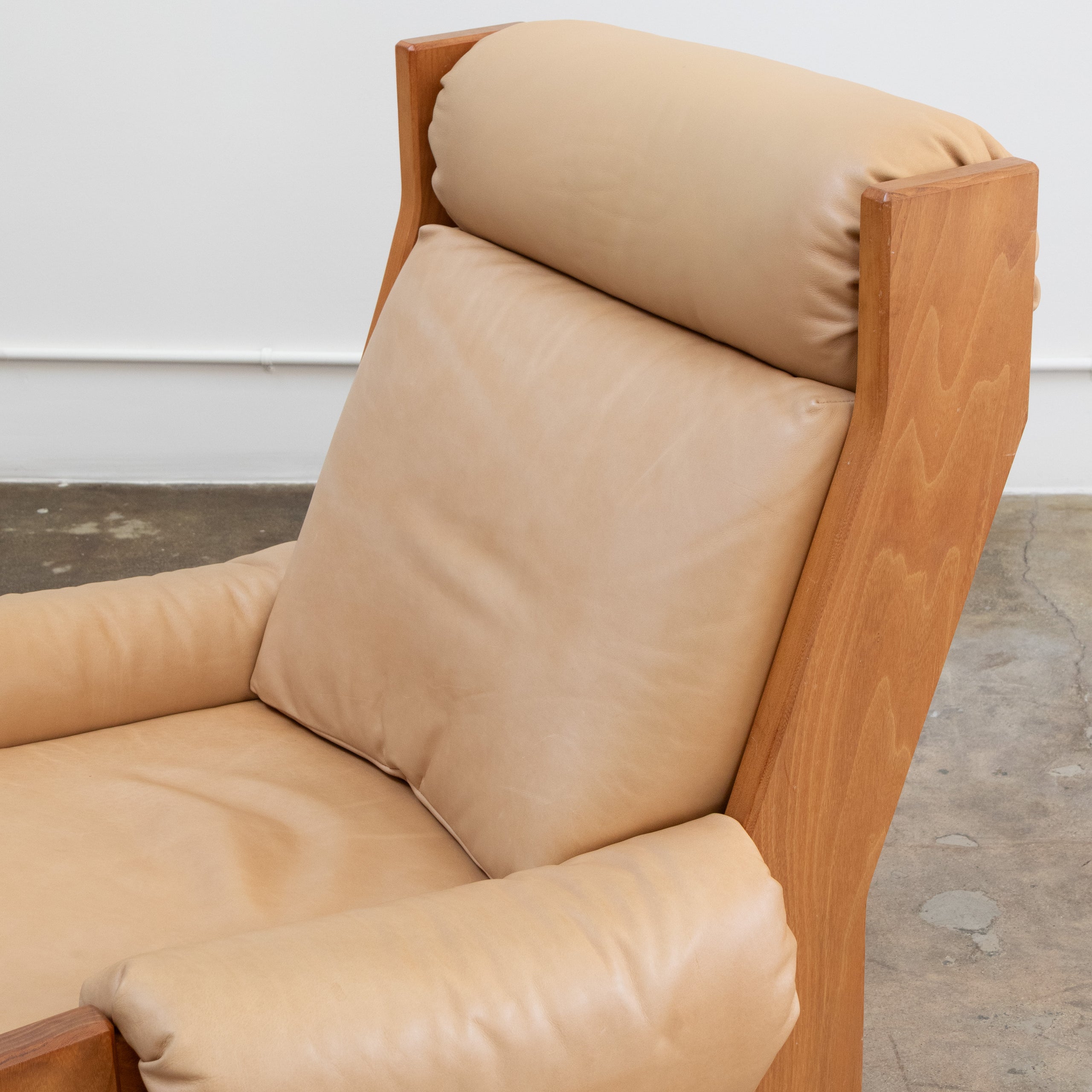 Maison Regain | Brutalist Elm + Leather Lounge Chair
