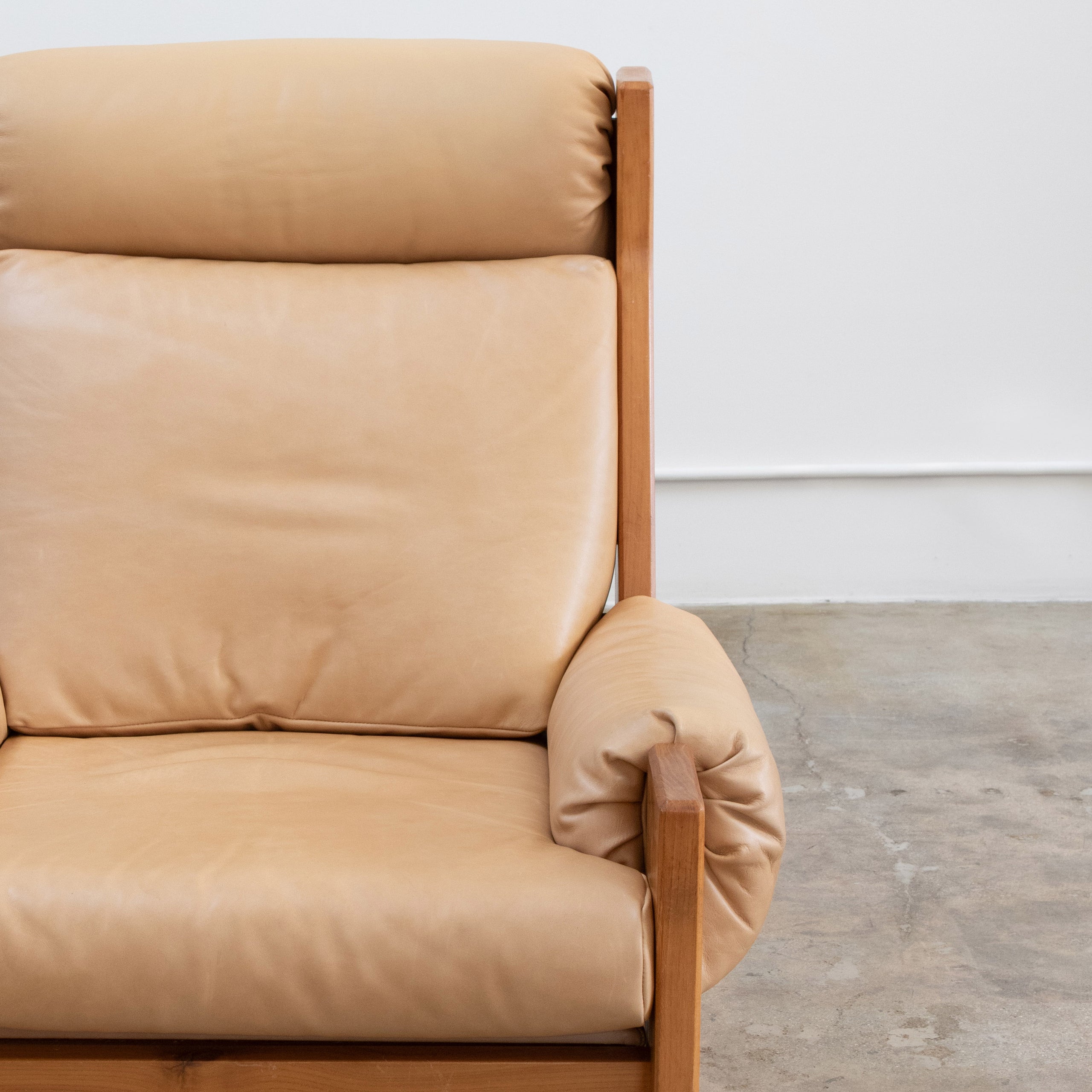 Maison Regain | Brutalist Elm + Leather Lounge Chair