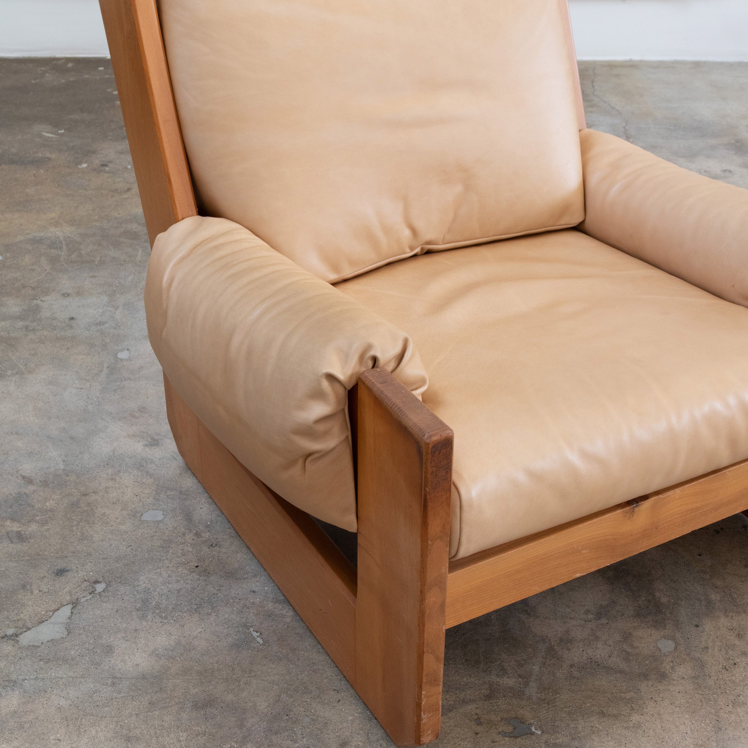 Maison Regain | Brutalist Elm + Leather Lounge Chair