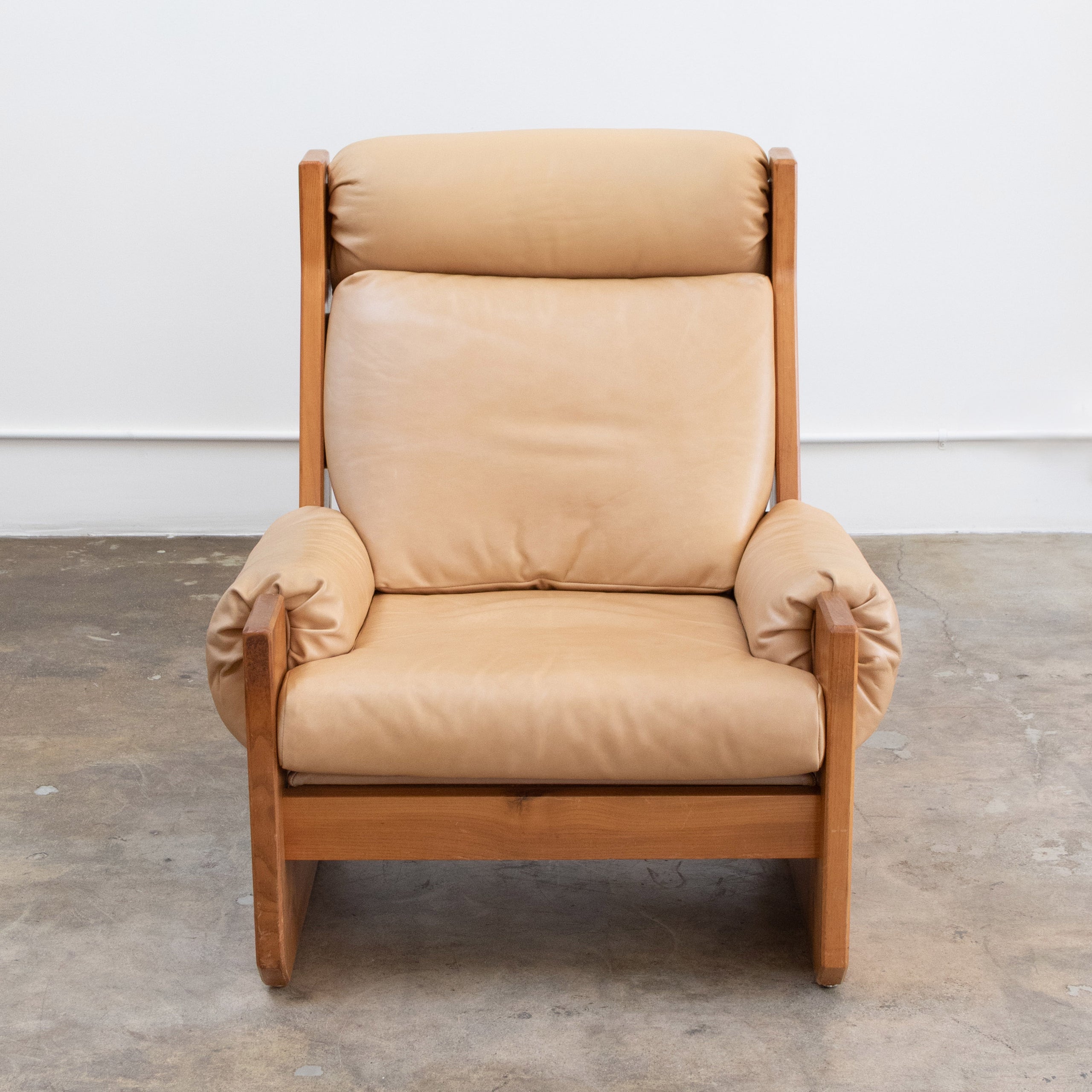 Maison Regain | Brutalist Elm + Leather Lounge Chair