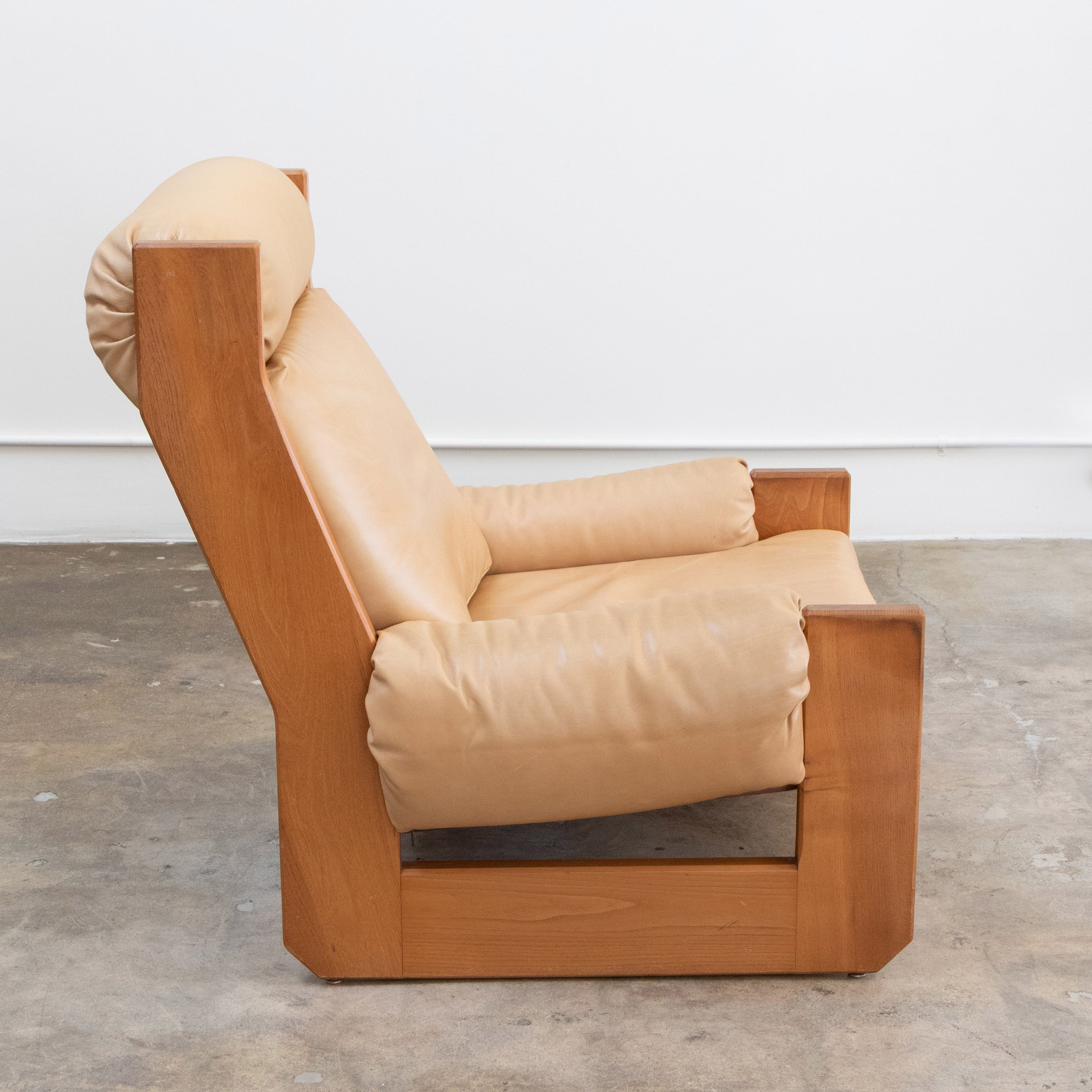 Maison Regain | Brutalist Elm + Leather Lounge Chair
