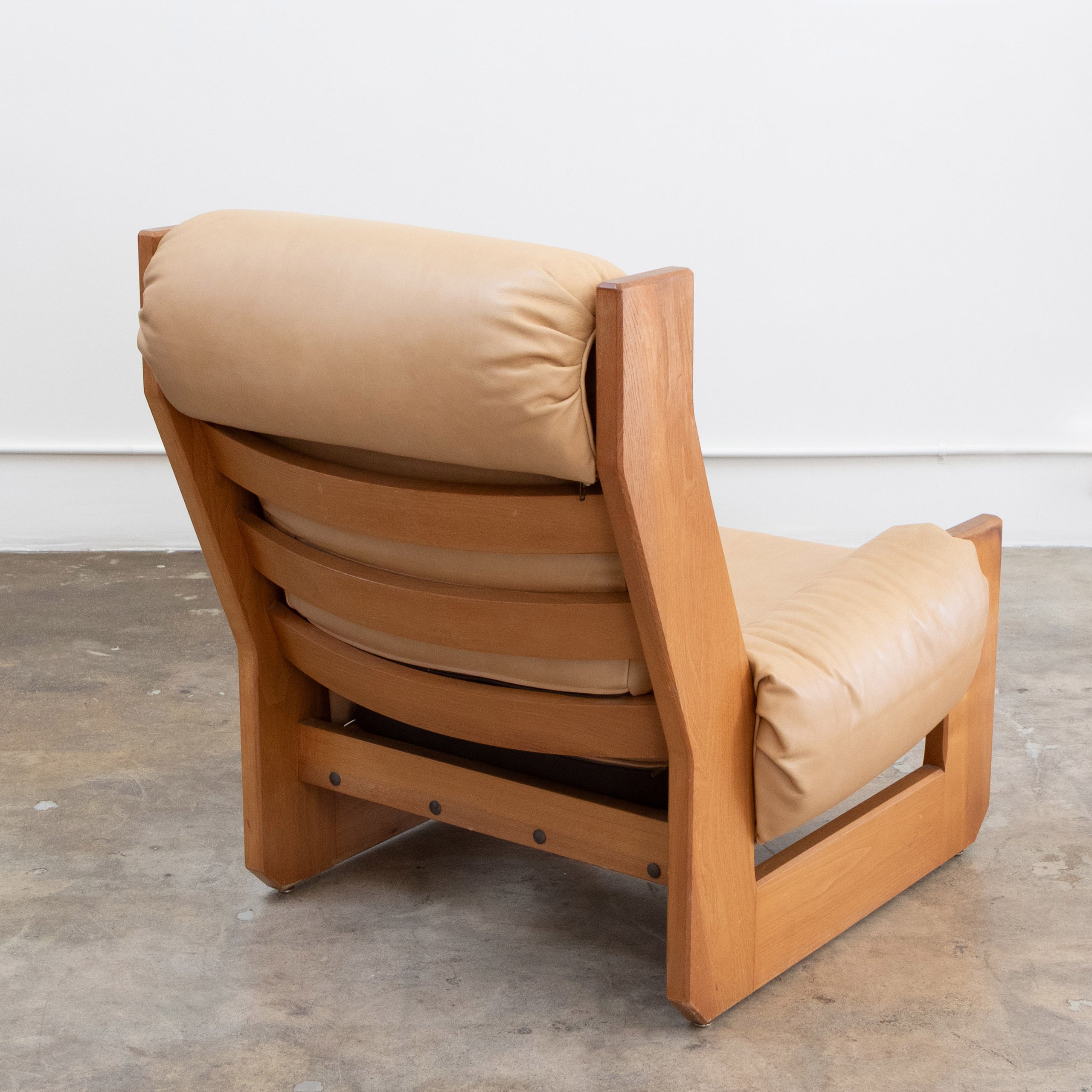 Maison Regain | Brutalist Elm + Leather Lounge Chair