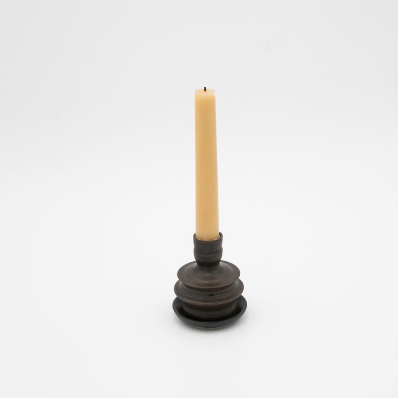 Alkimia Stoneware | Bronze Brown Small Stoneware Candlestick