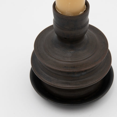 Alkimia Stoneware | Bronze Brown Small Stoneware Candlestick