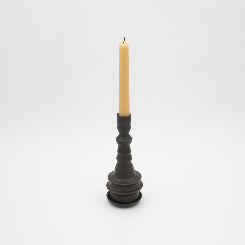 Alkimia Stoneware | Bronze Brown Large Stoneware Candlestick