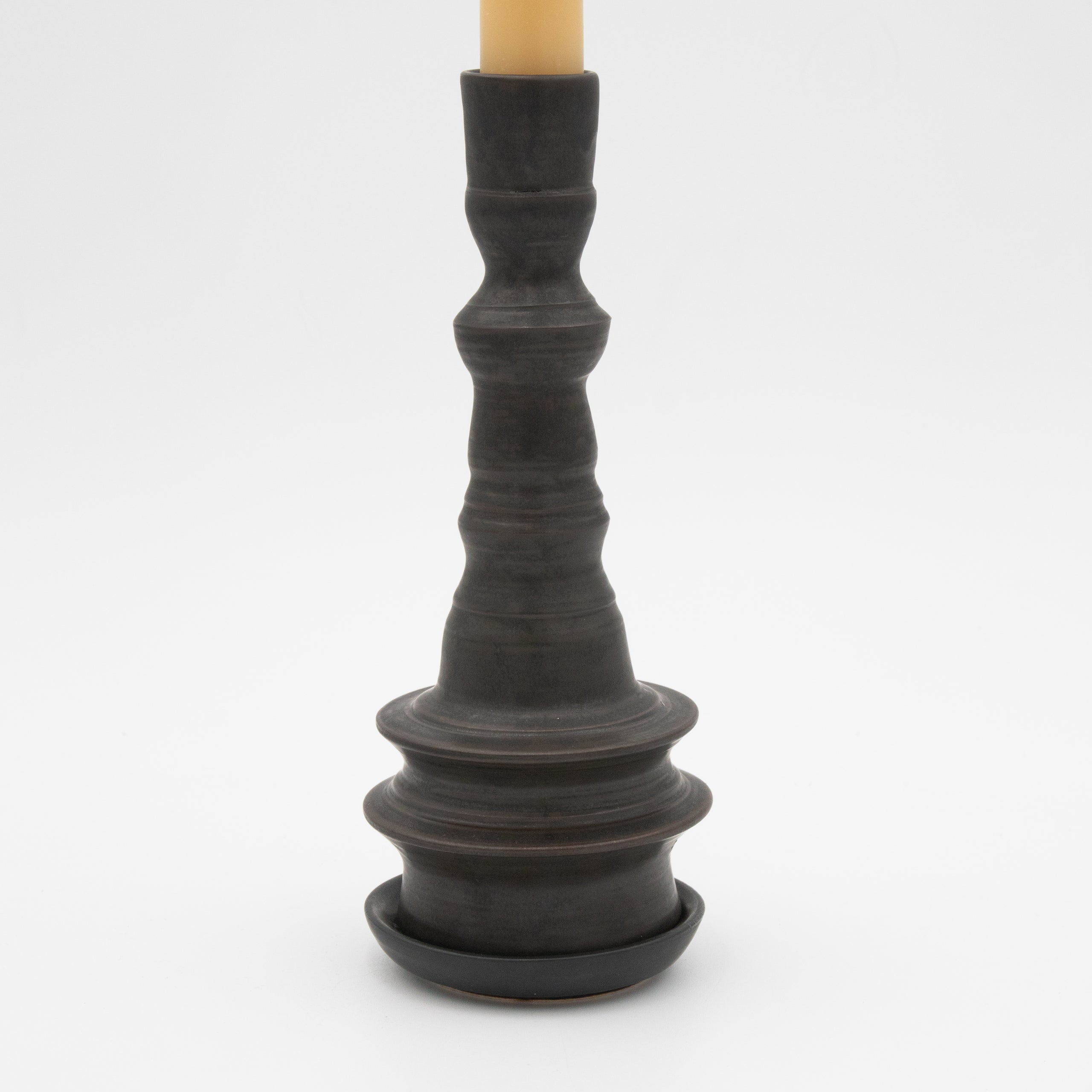 Alkimia Stoneware | Bronze Brown Large Stoneware Candlestick