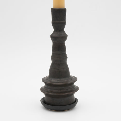 Alkimia Stoneware | Bronze Brown Large Stoneware Candlestick