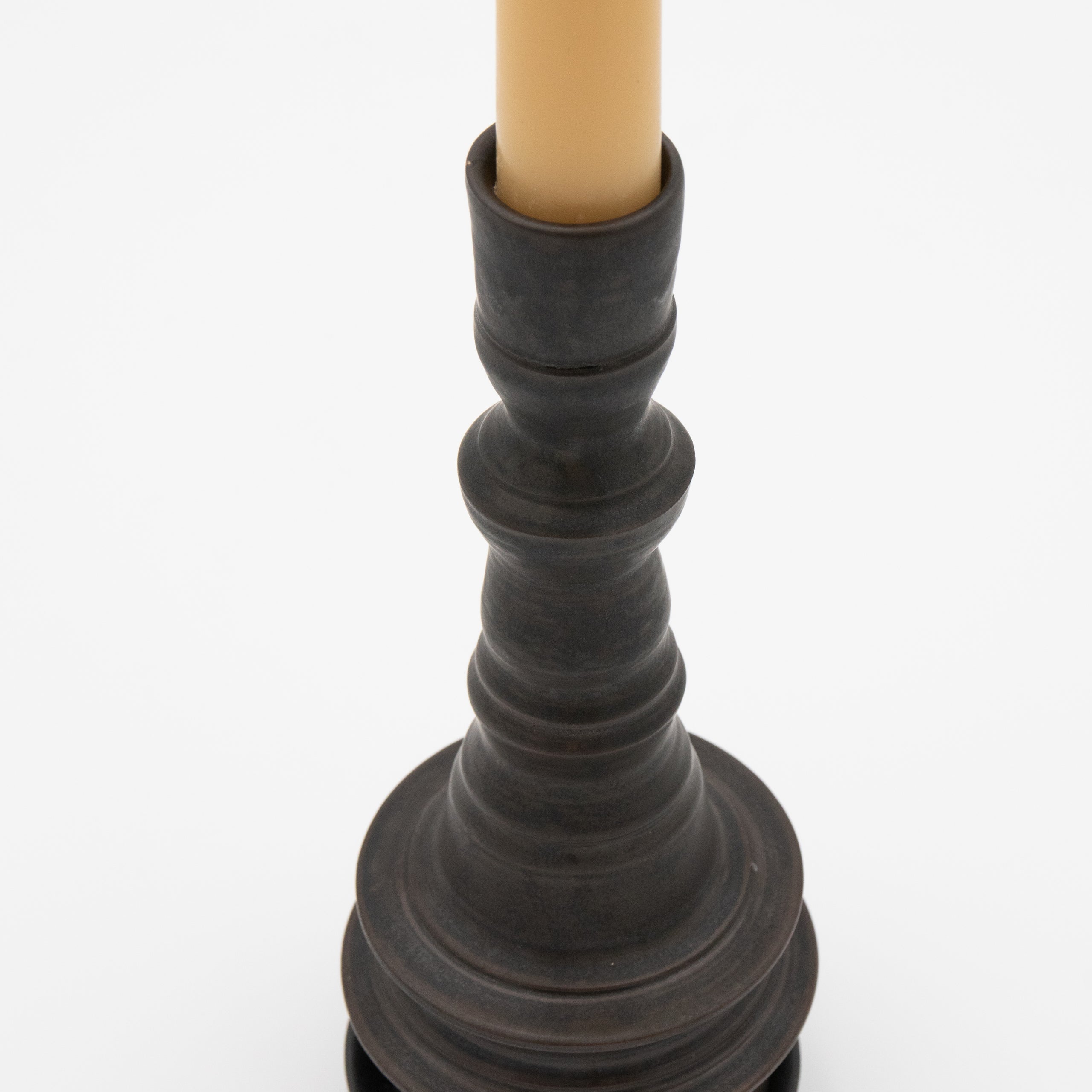 Alkimia Stoneware | Bronze Brown Large Stoneware Candlestick