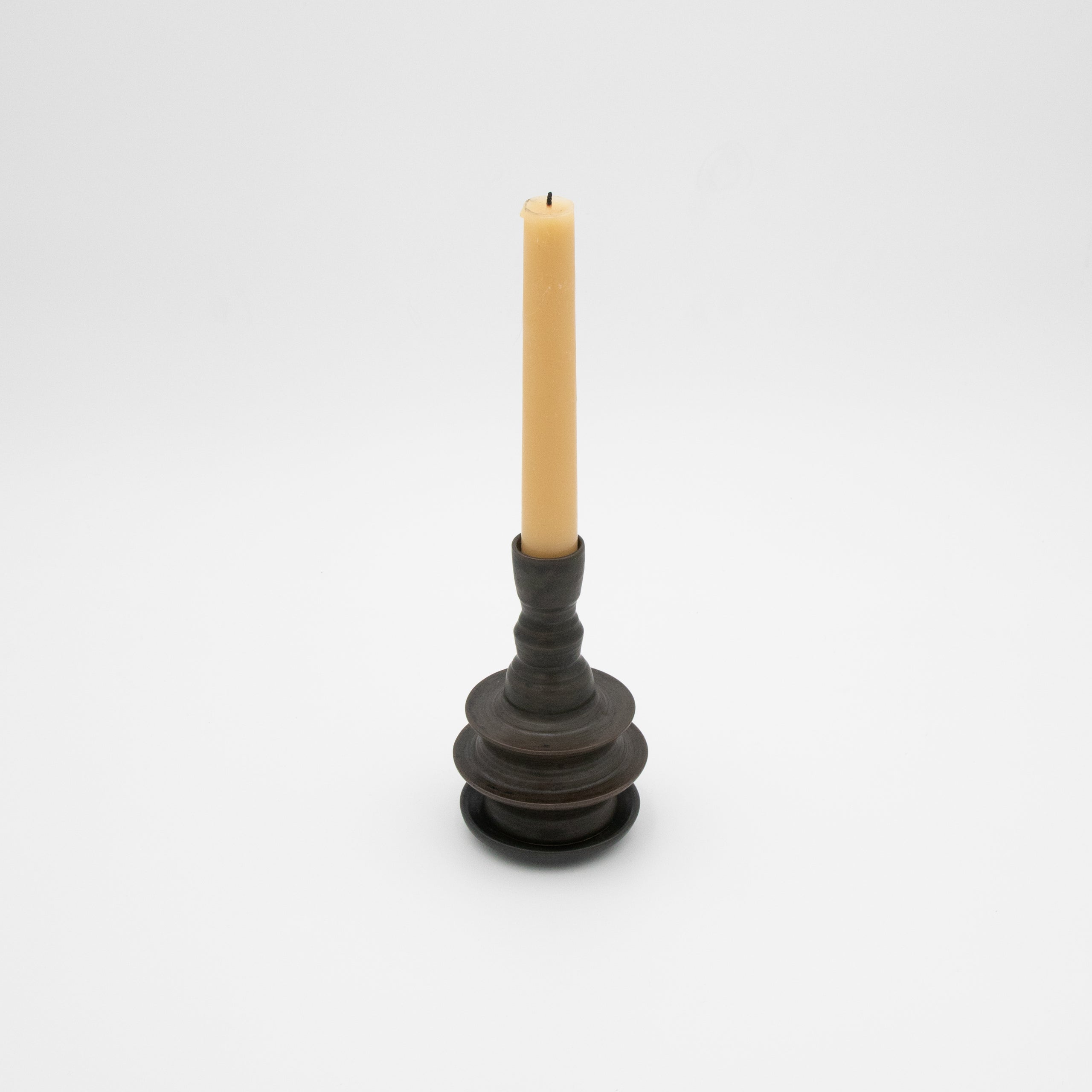Alkimia Stoneware | Bronze Brown Medium Stoneware Candlestick