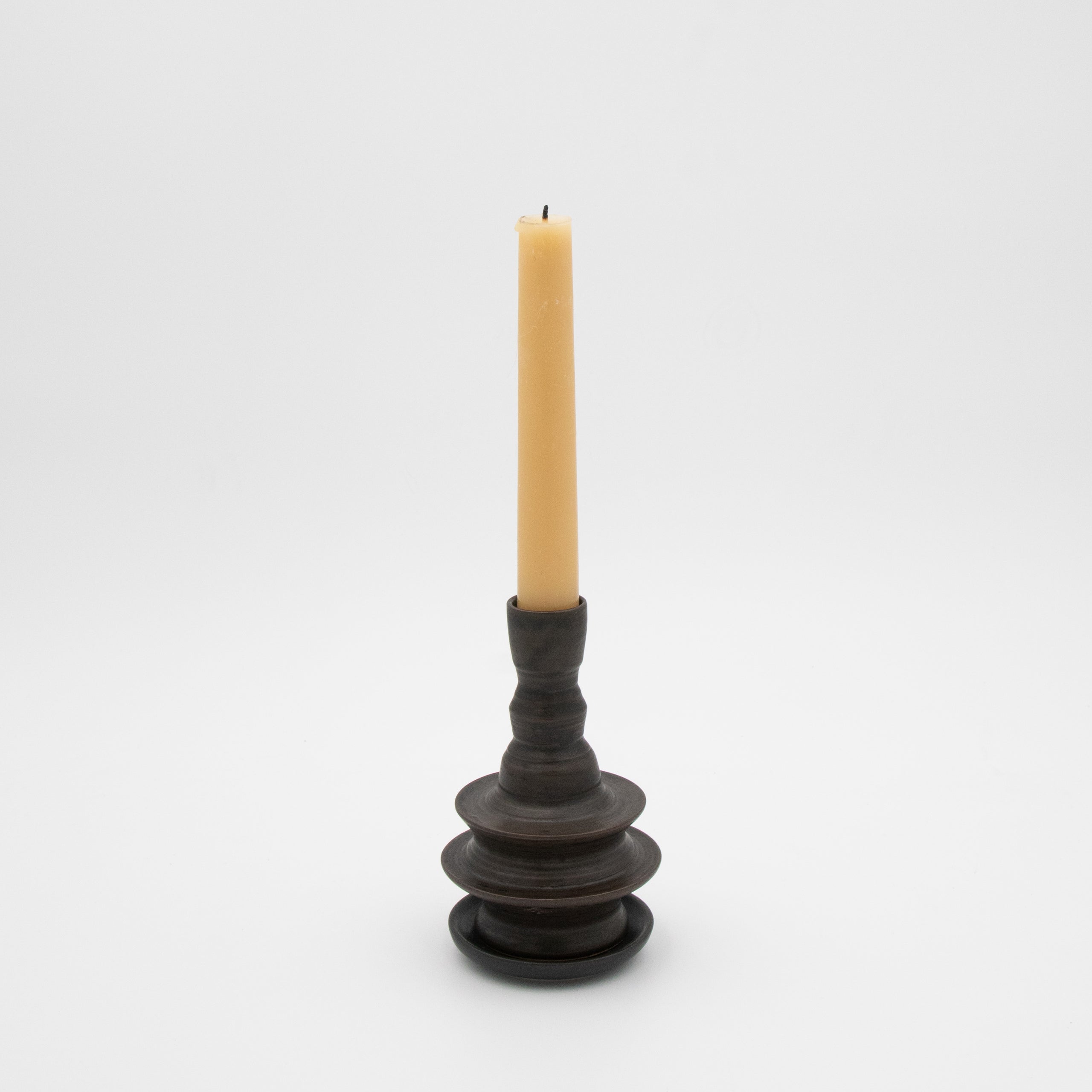 Alkimia Stoneware | Bronze Brown Medium Stoneware Candlestick