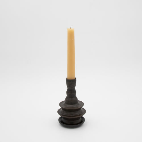 Alkimia Stoneware | Bronze Brown Medium Stoneware Candlestick