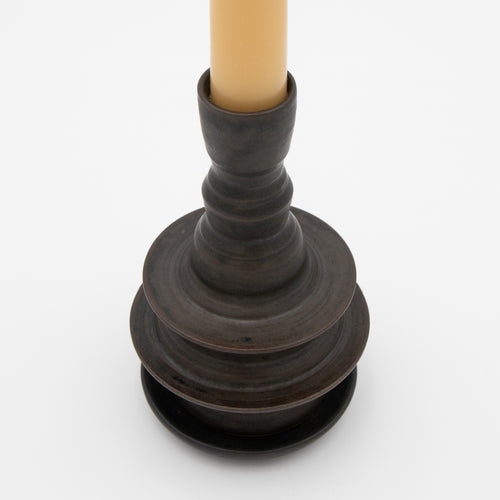 Alkimia Stoneware | Bronze Brown Medium Stoneware Candlestick