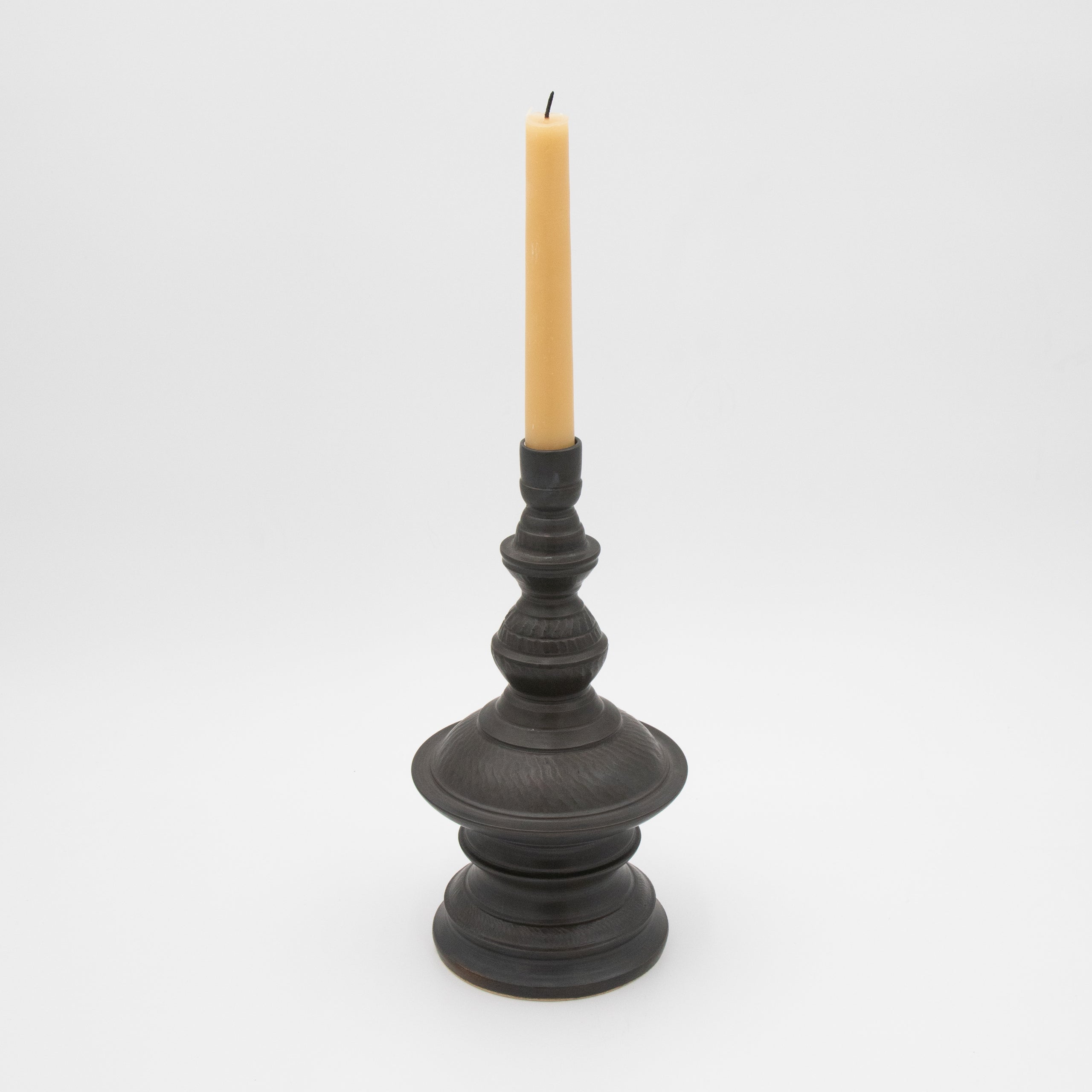 Alkimia Stoneware | Matte Black Stoneware Candlestick