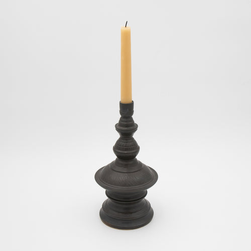 Alkimia Stoneware | Matte Black Stoneware Candlestick