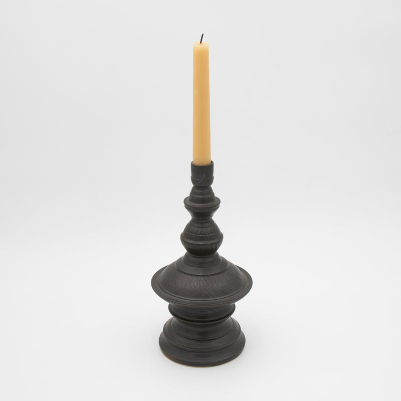 Alkimia Stoneware | Matte Black Stoneware Candlestick