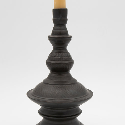 Alkimia Stoneware | Matte Black Stoneware Candlestick
