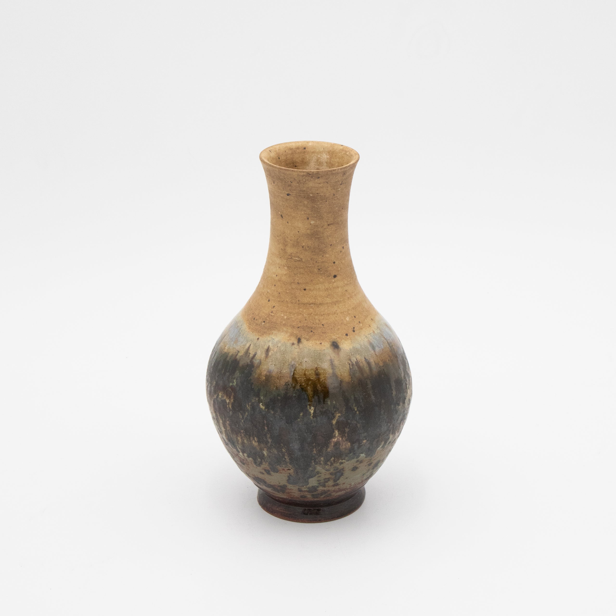 Alkimia Stoneware | Beige + Brown Long Neck Vase