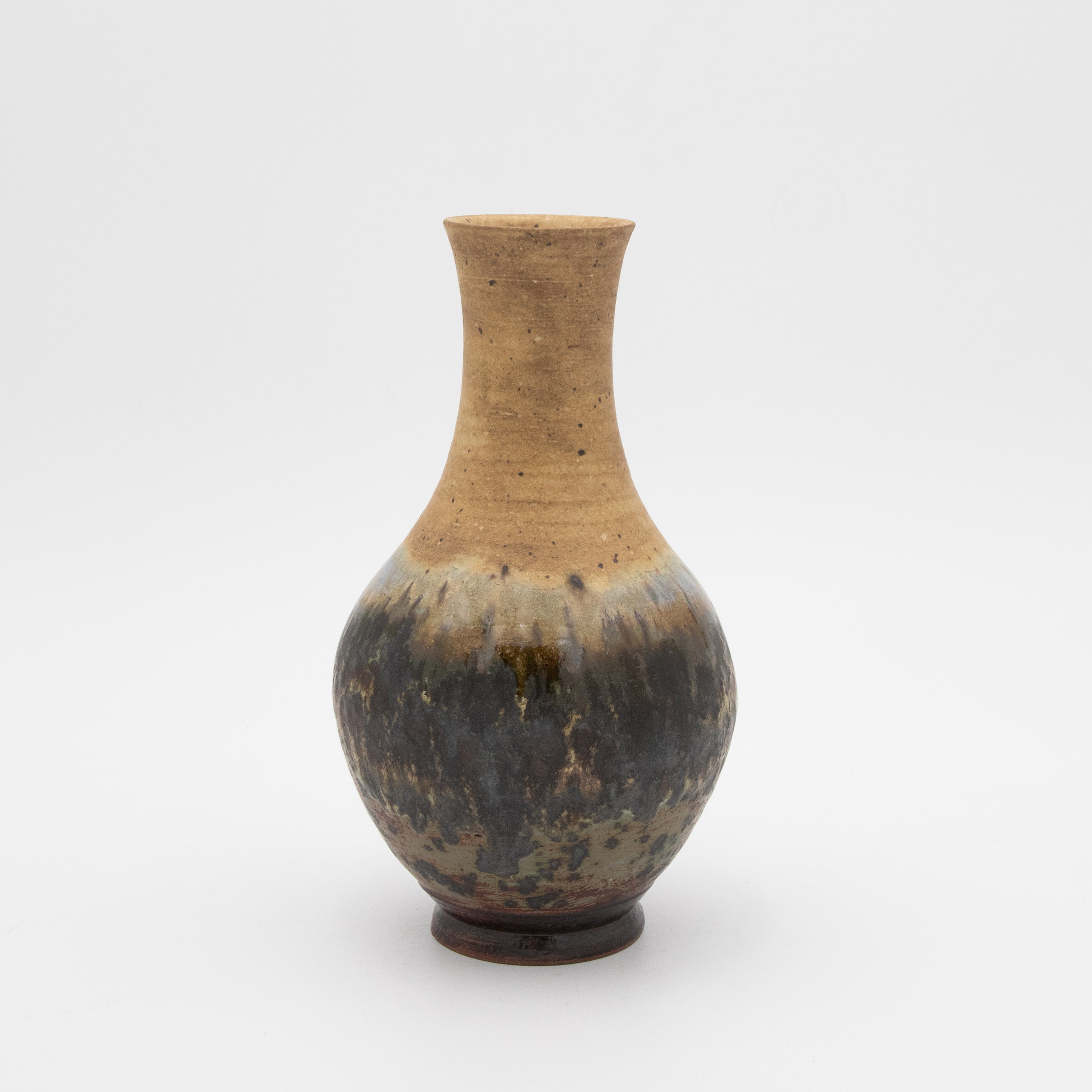 Alkimia Stoneware | Beige + Brown Long Neck Vase